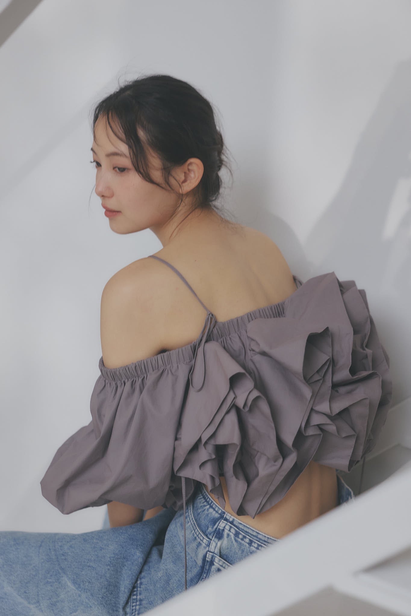 volume off shoulder blouse