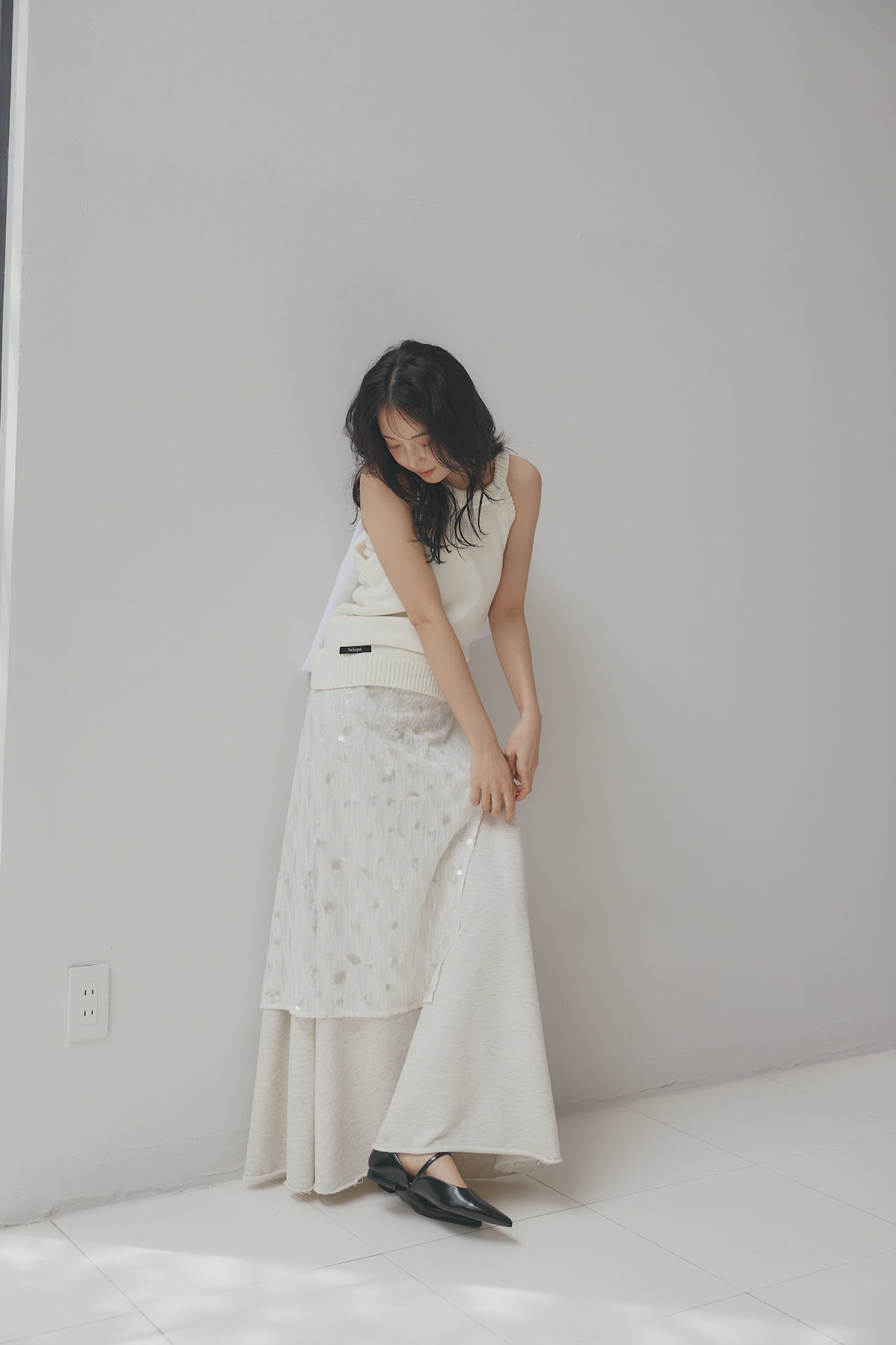 spangle layered sweat skirt