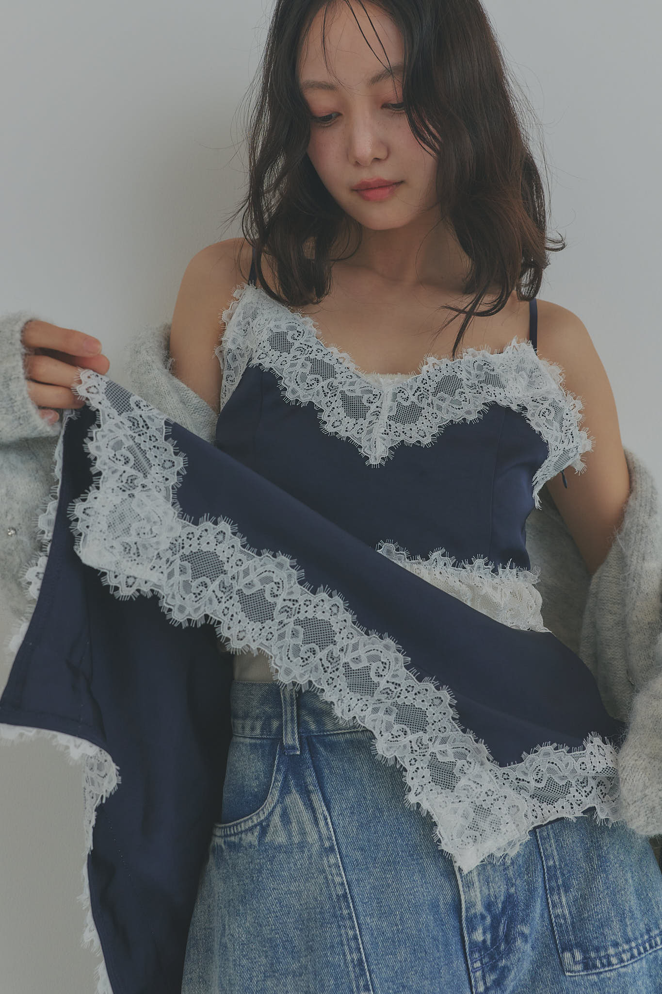 asymmetry lace camisole