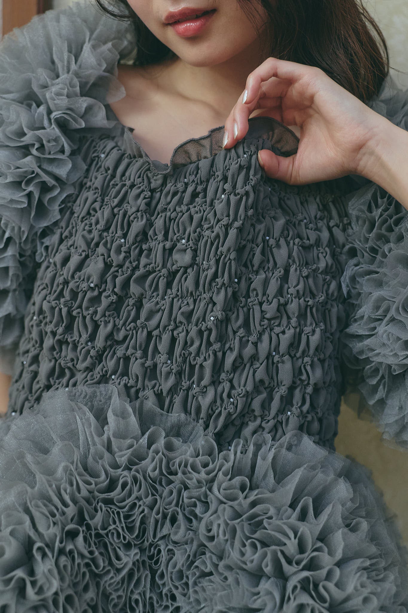 soft sparkle tulle blouse