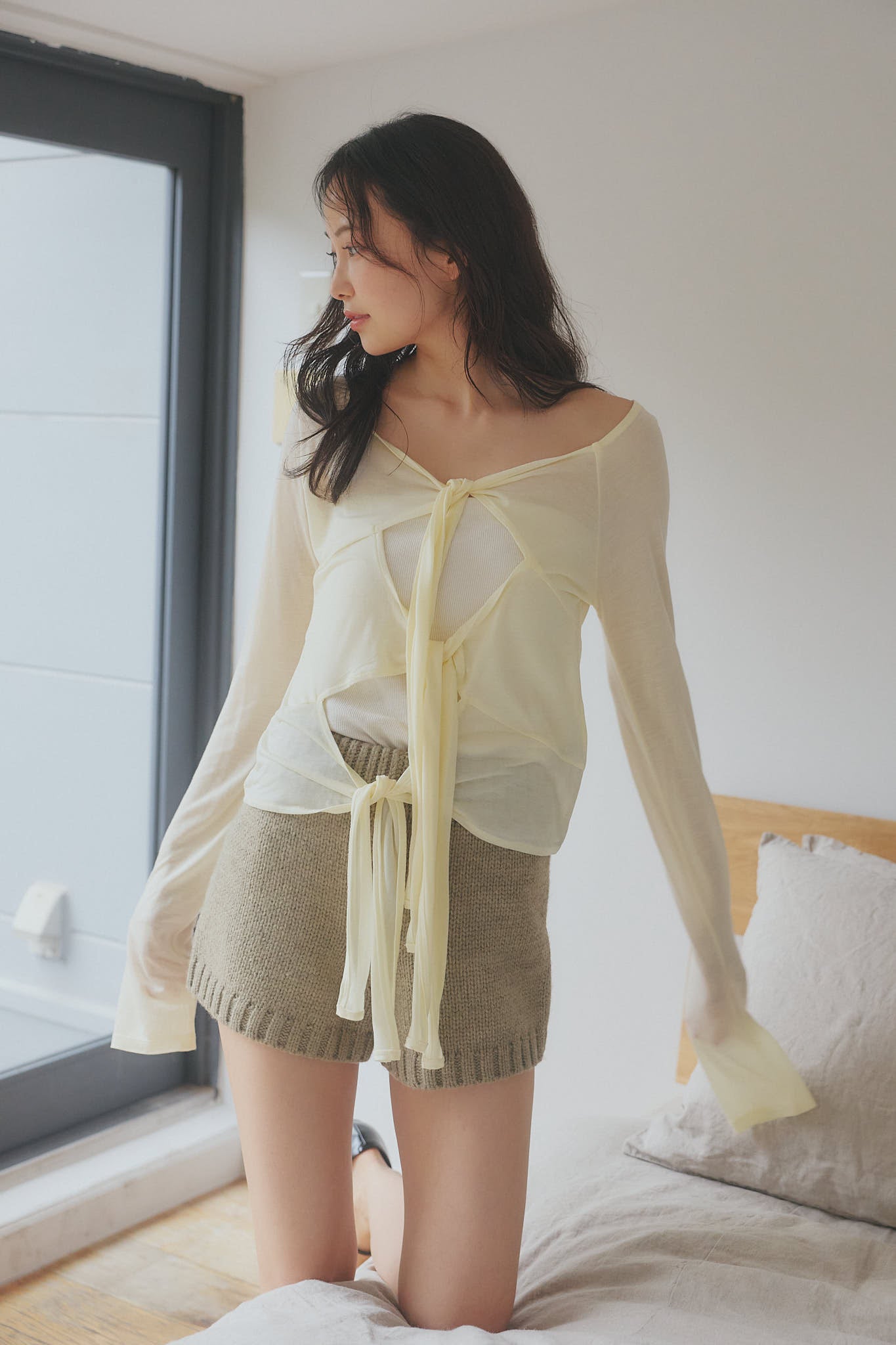 tie design sheer tops