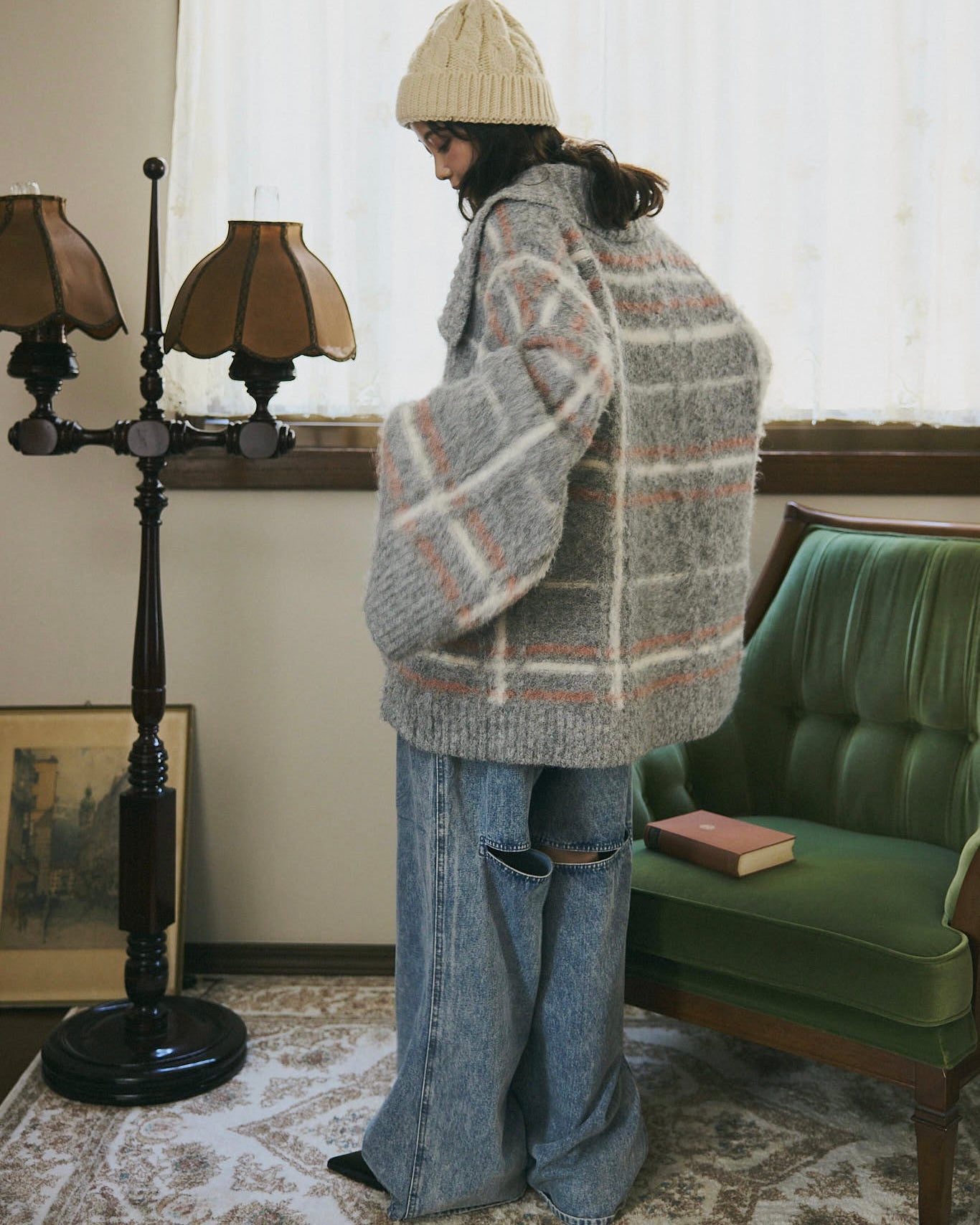 checked pattern knit