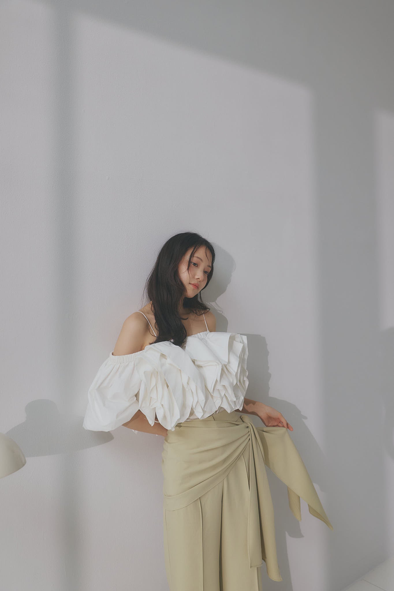 volume off shoulder blouse