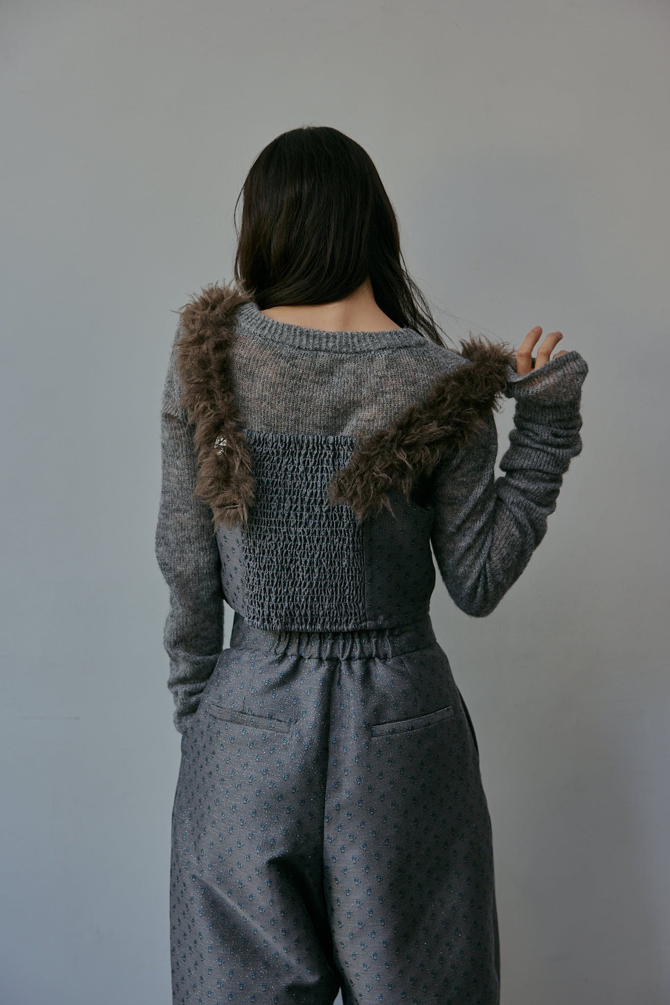 fur docking jacquard bustier