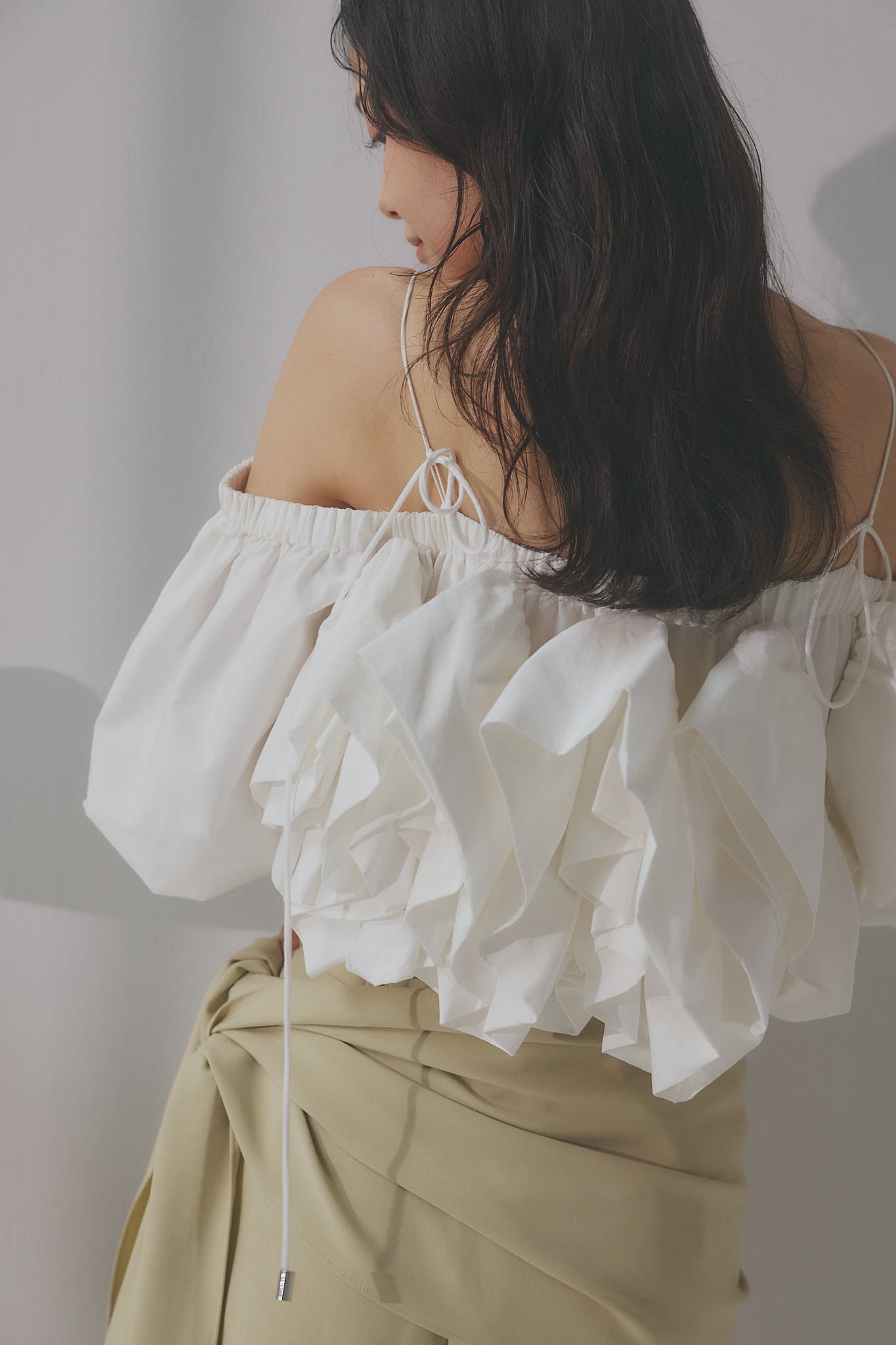 volume off shoulder blouse