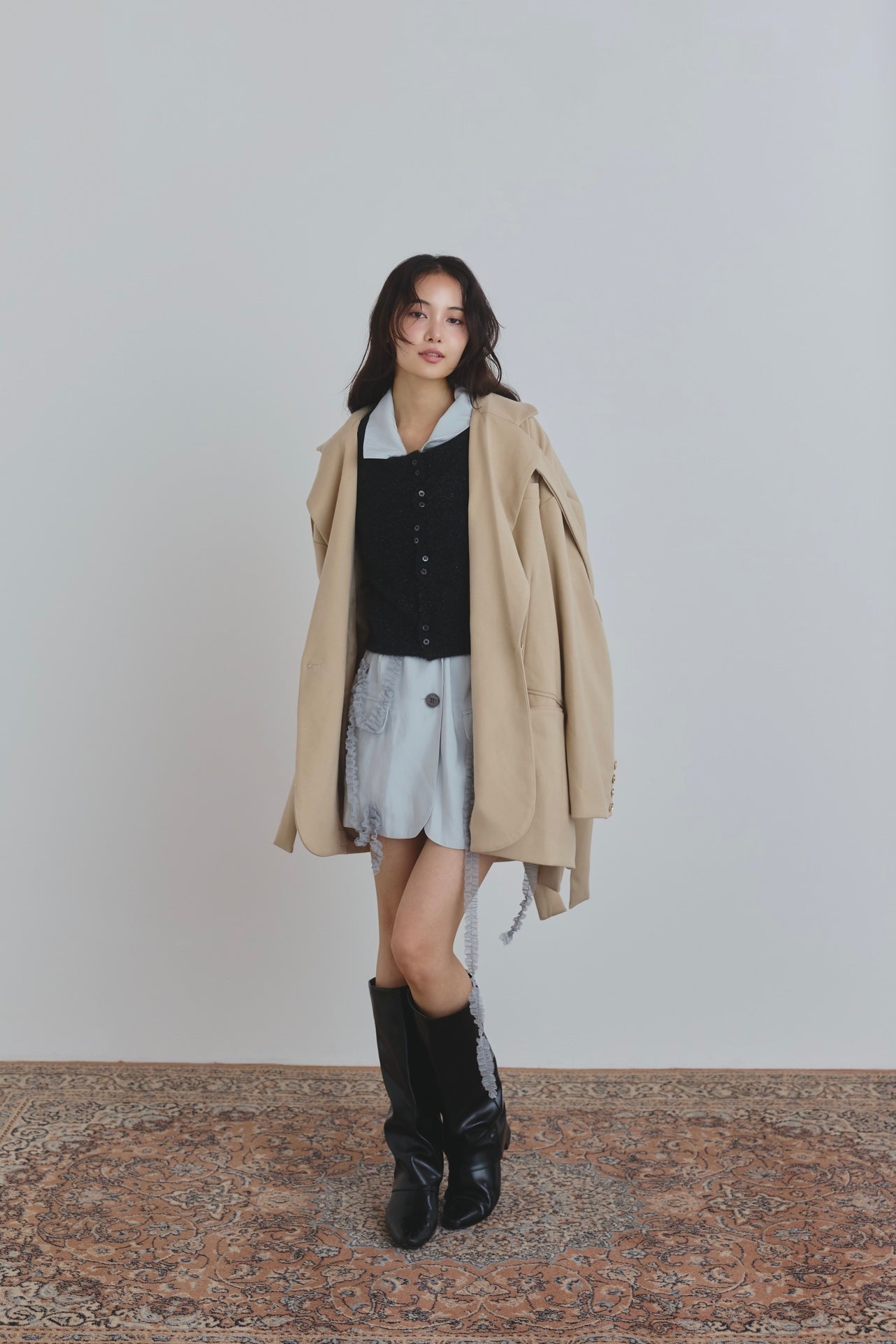 tulle pattern sheer jacket