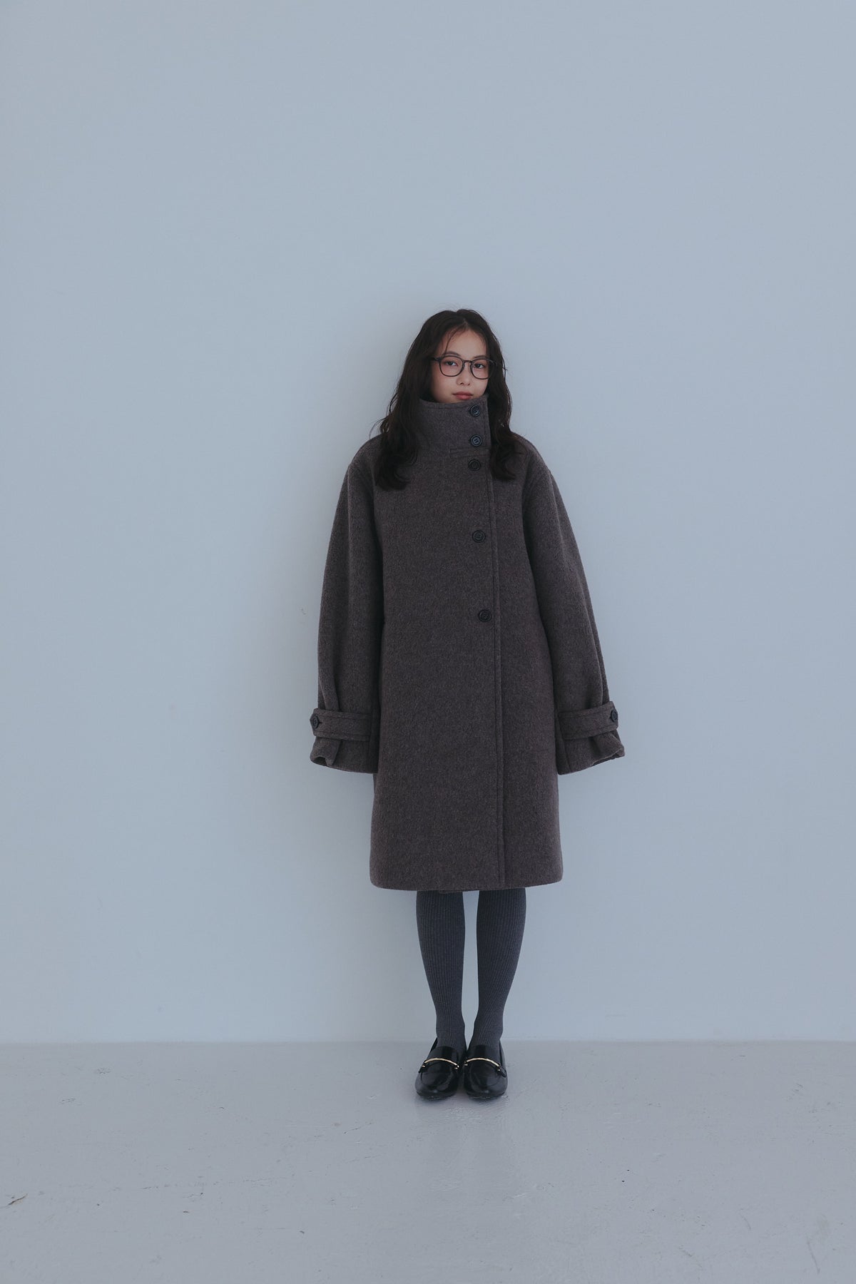 wrap collar wool coat