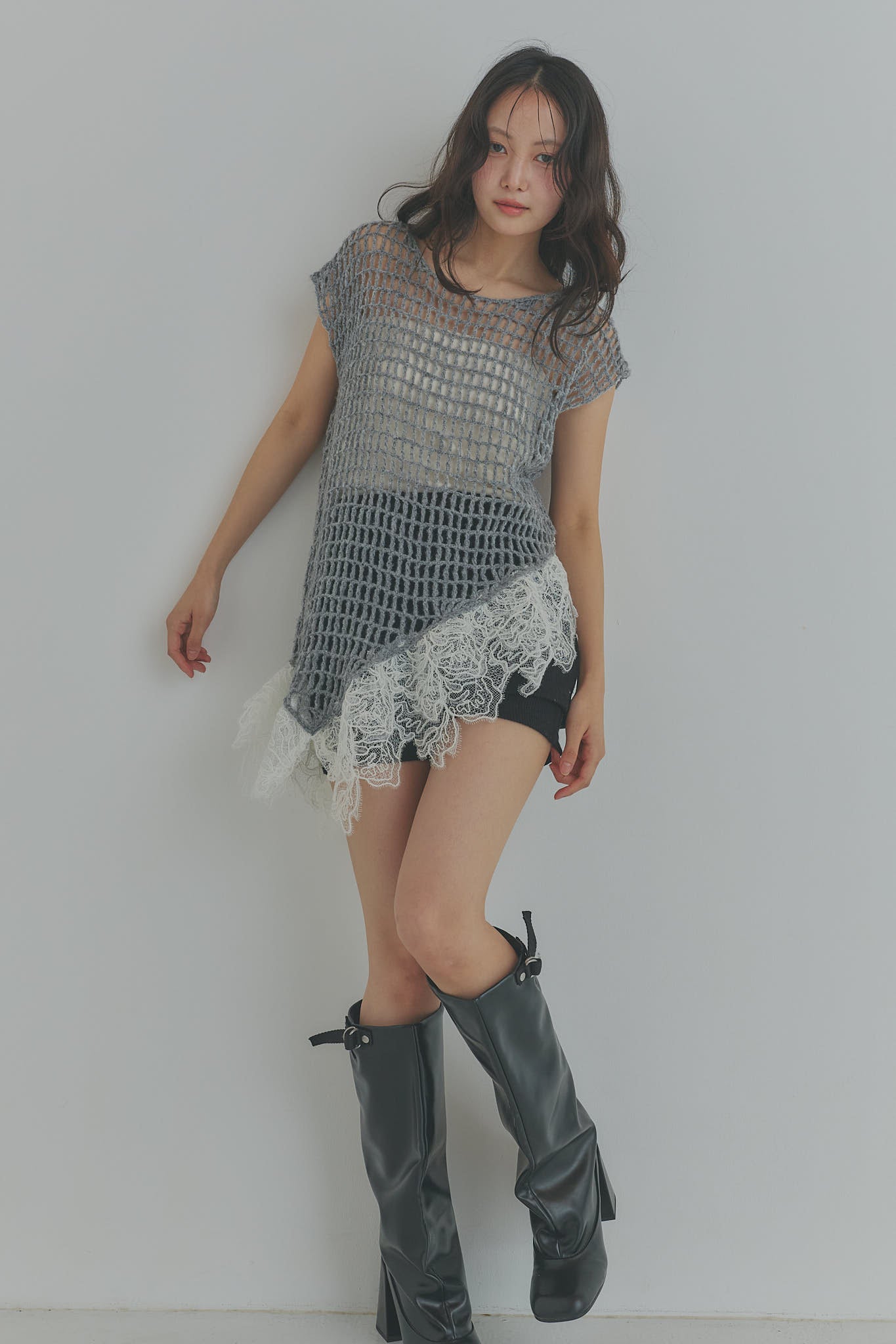 lace docking mesh knit