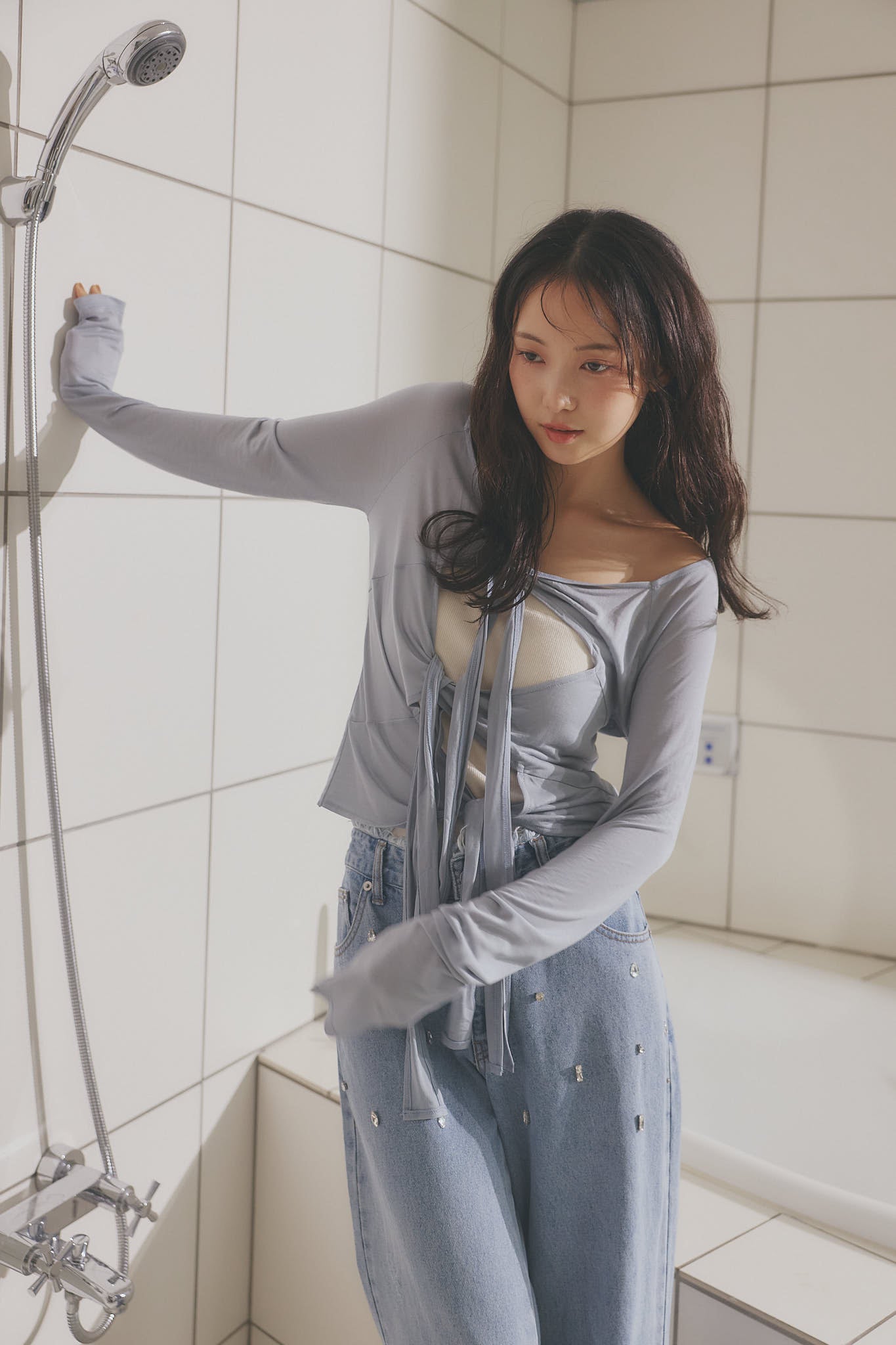 tie design sheer tops