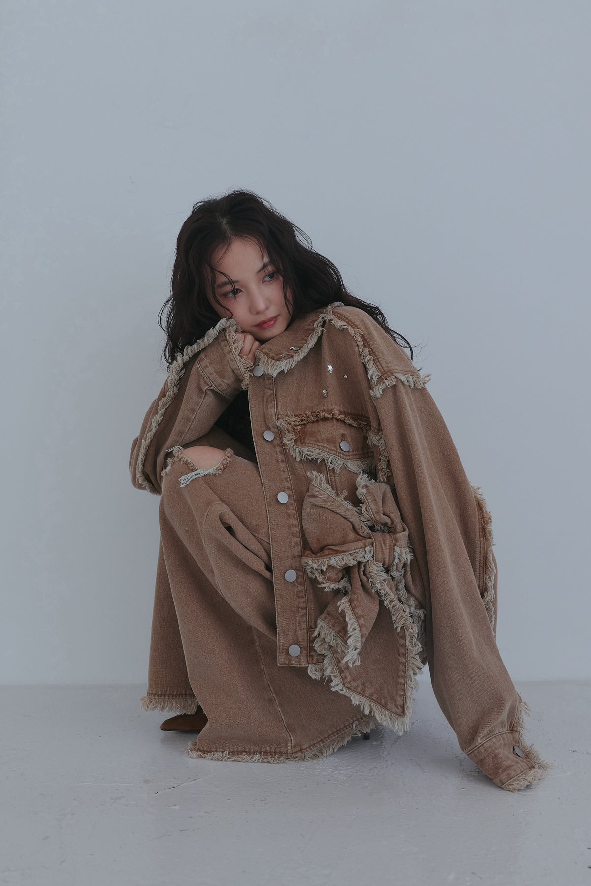 ribbon design denim jacket