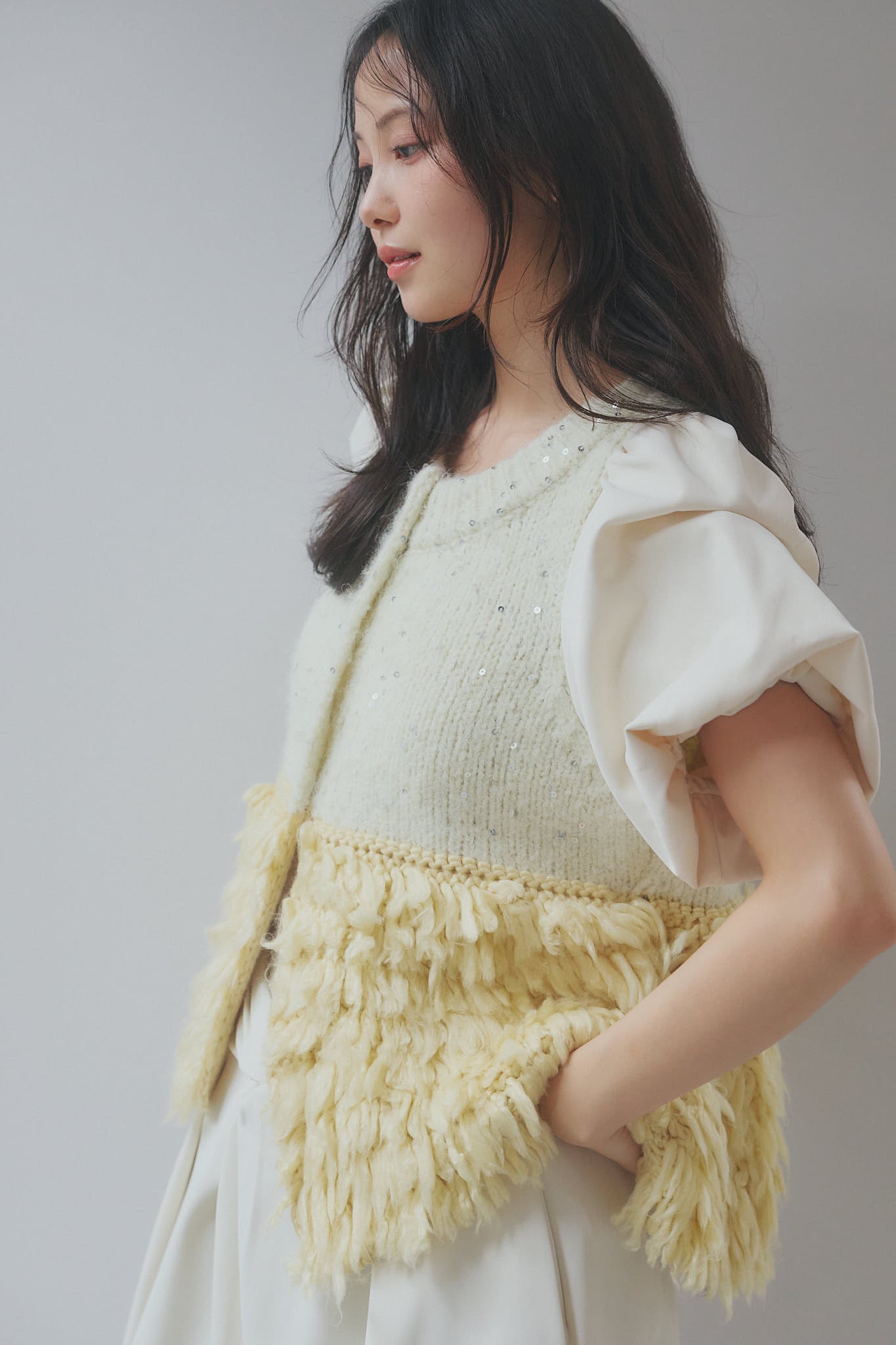 fringe design glitter summer knit