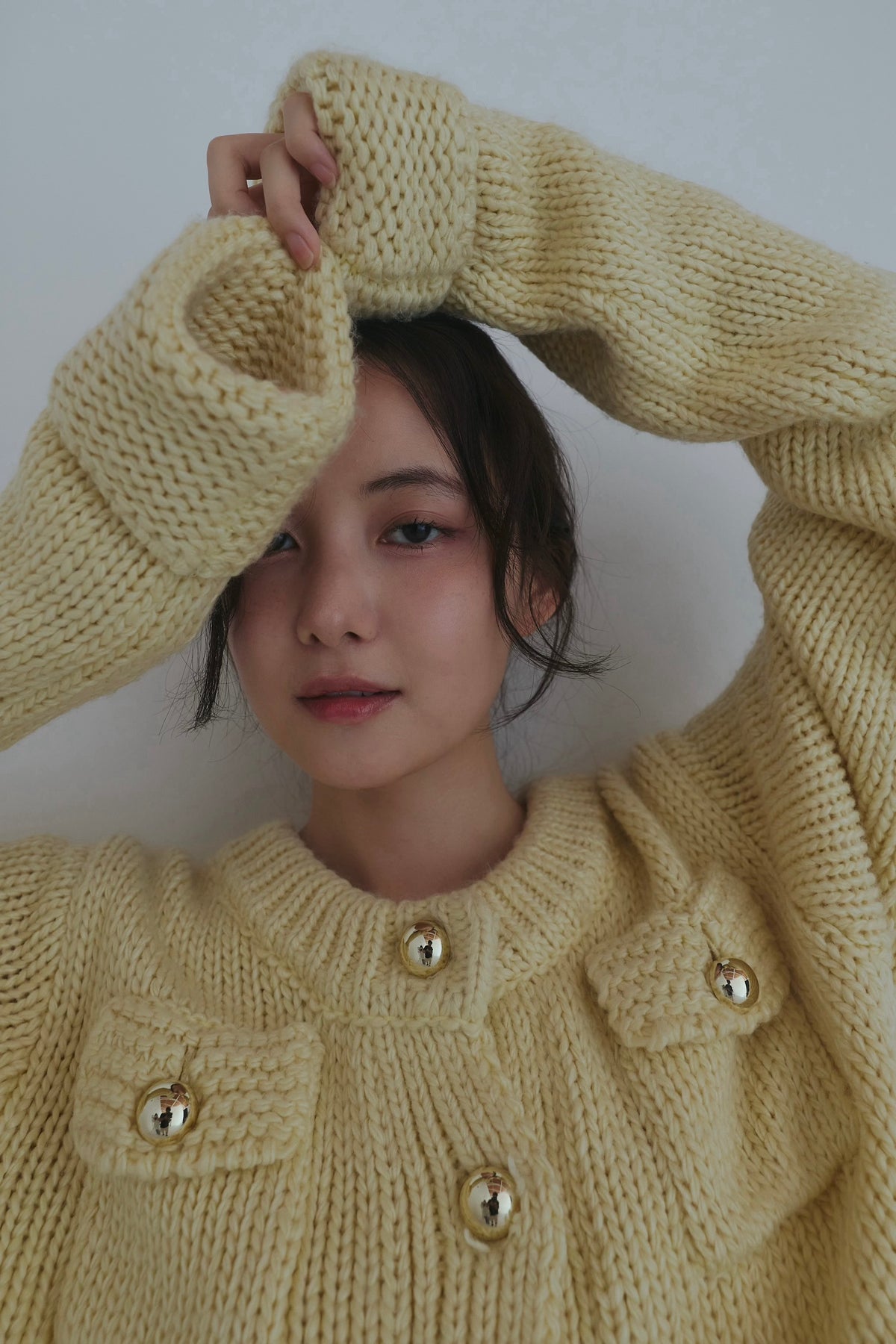 gold button pocket knit