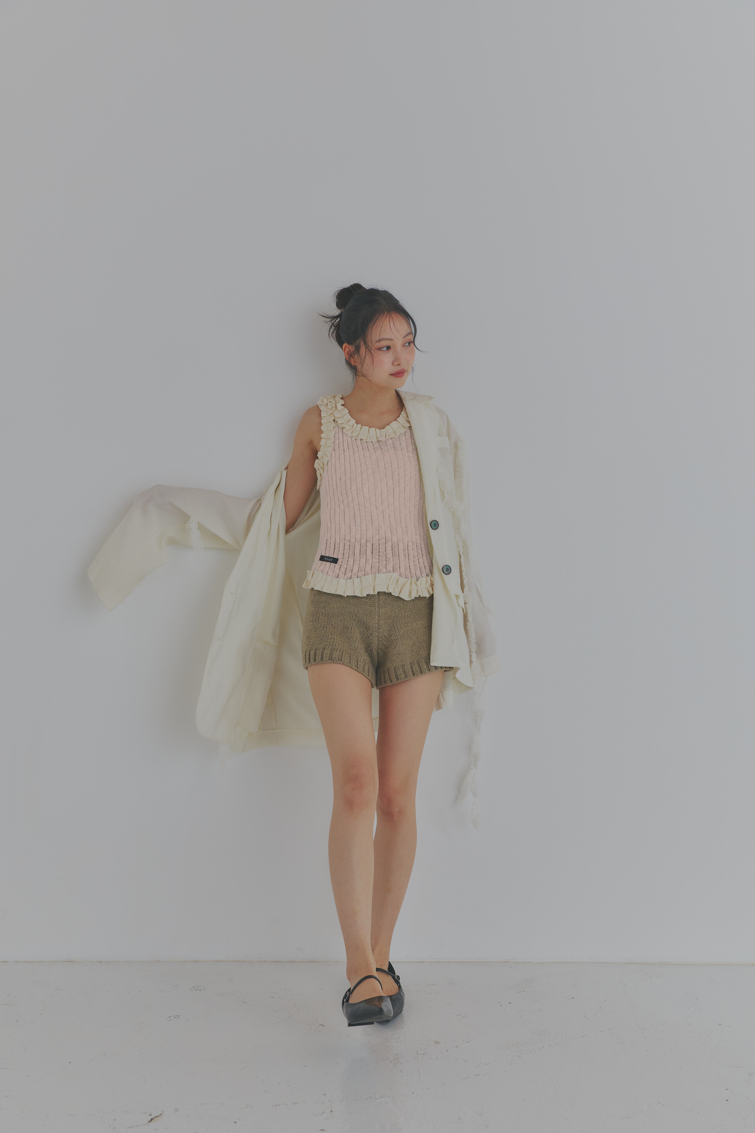 sheer rib frill tops