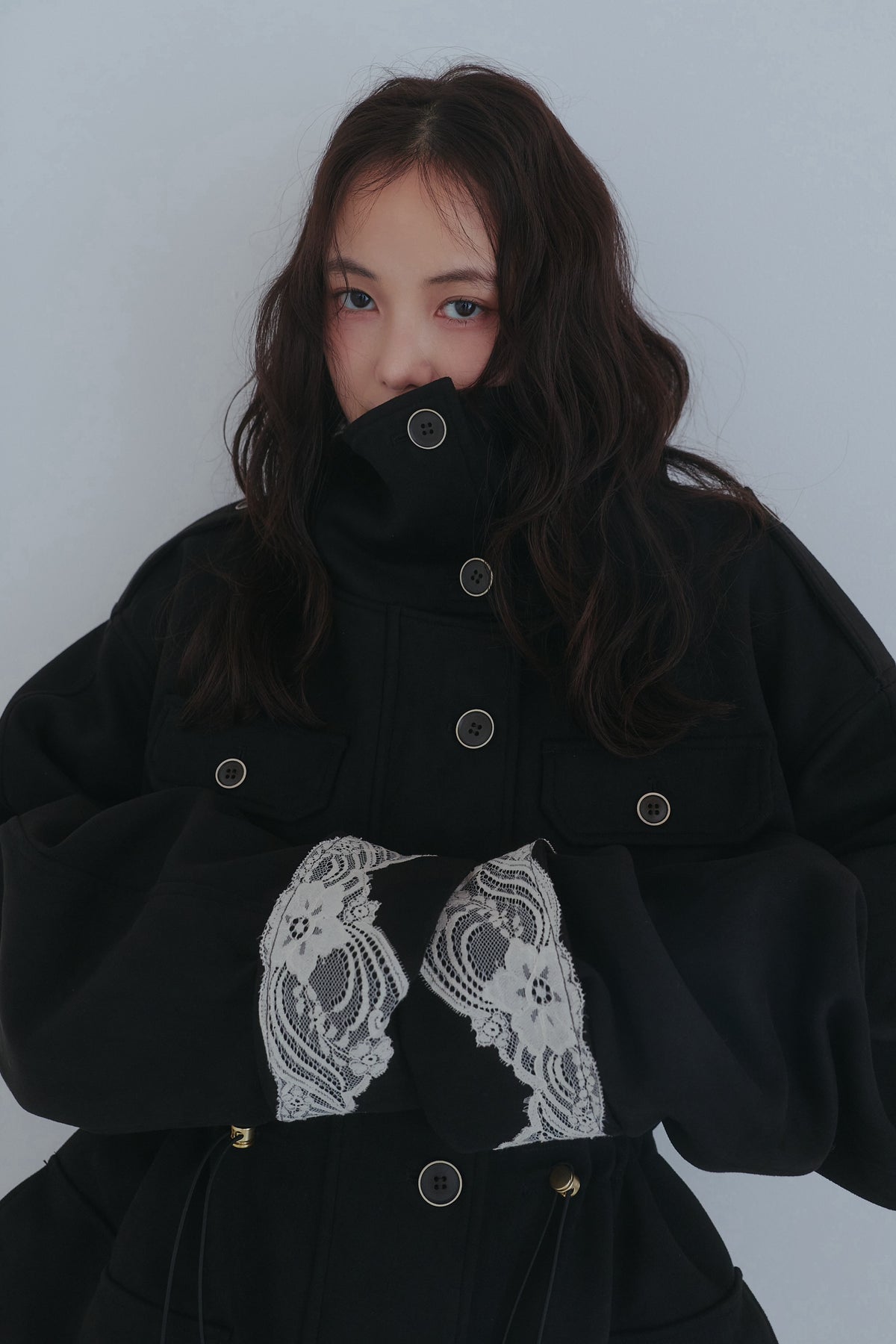 drawstring trench jacket