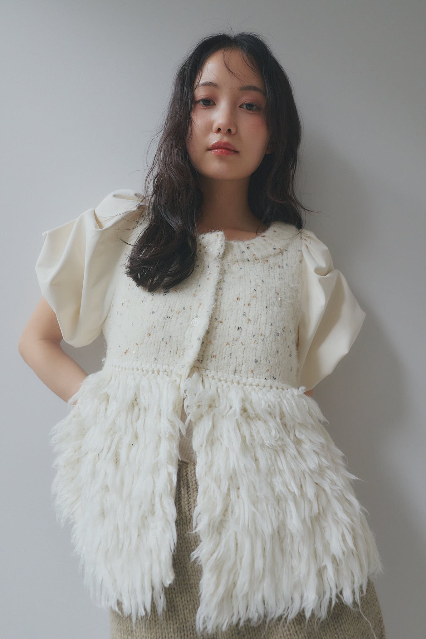 fringe design glitter summer knit