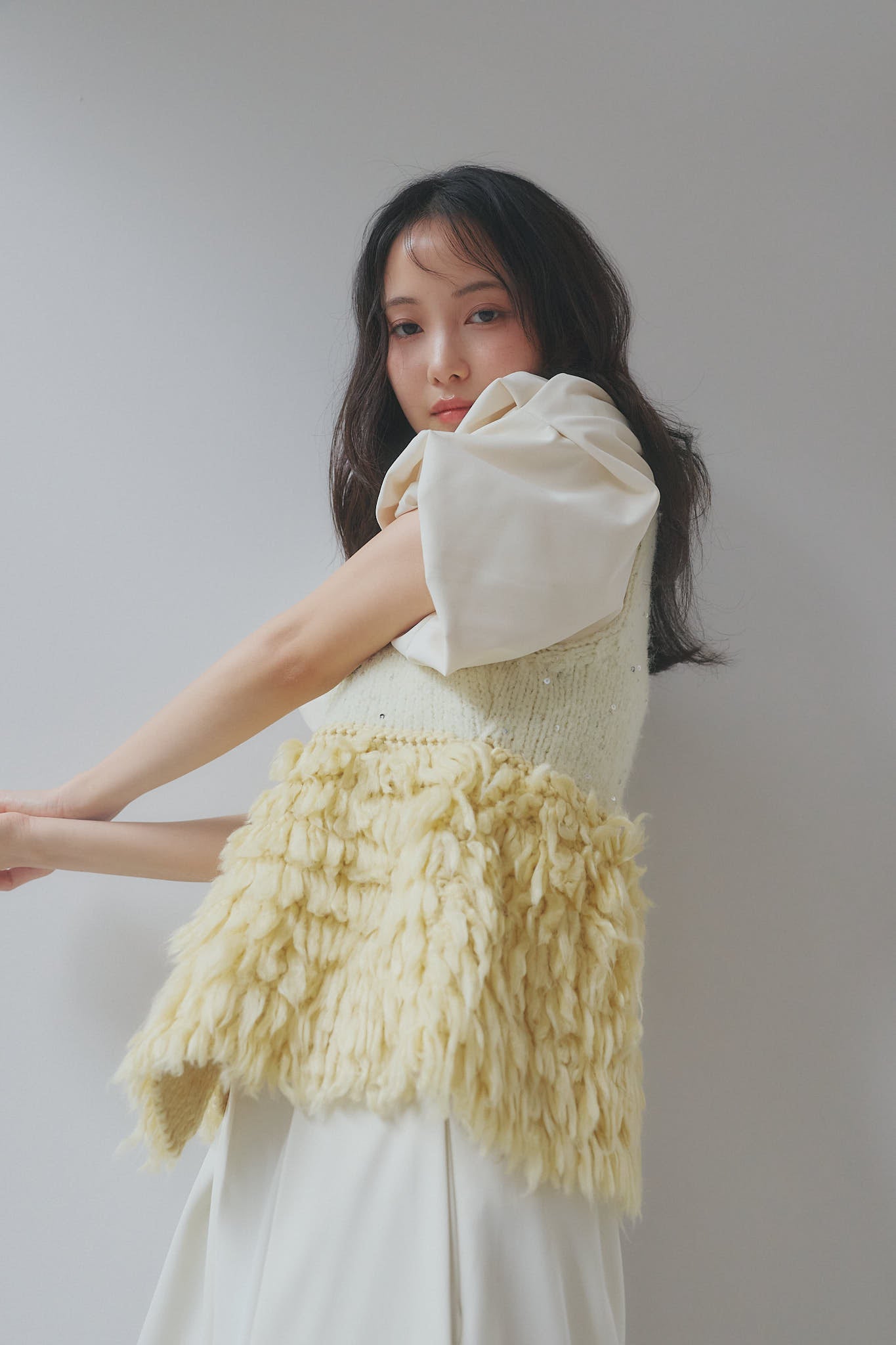 fringe design glitter summer knit