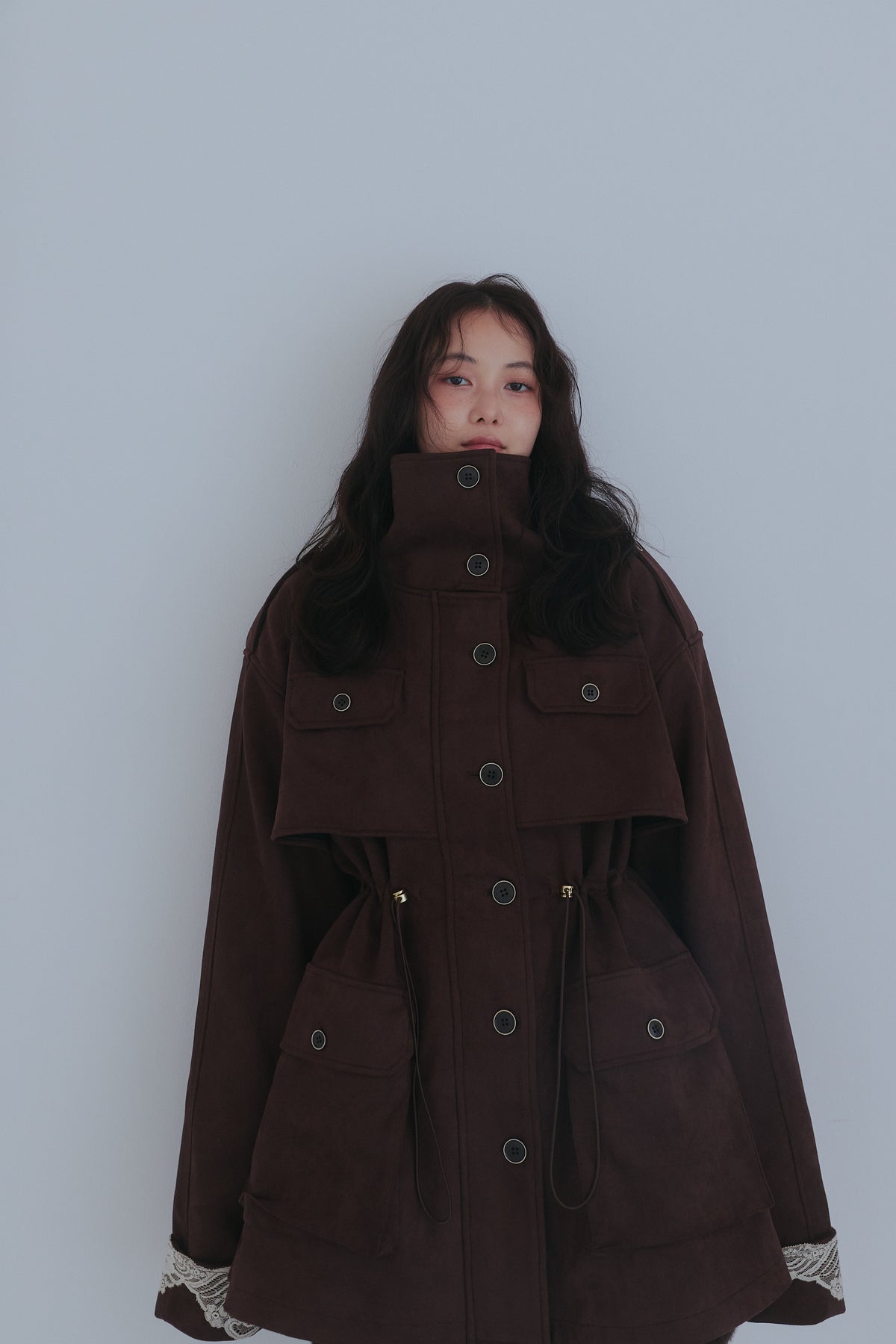 drawstring trench jacket