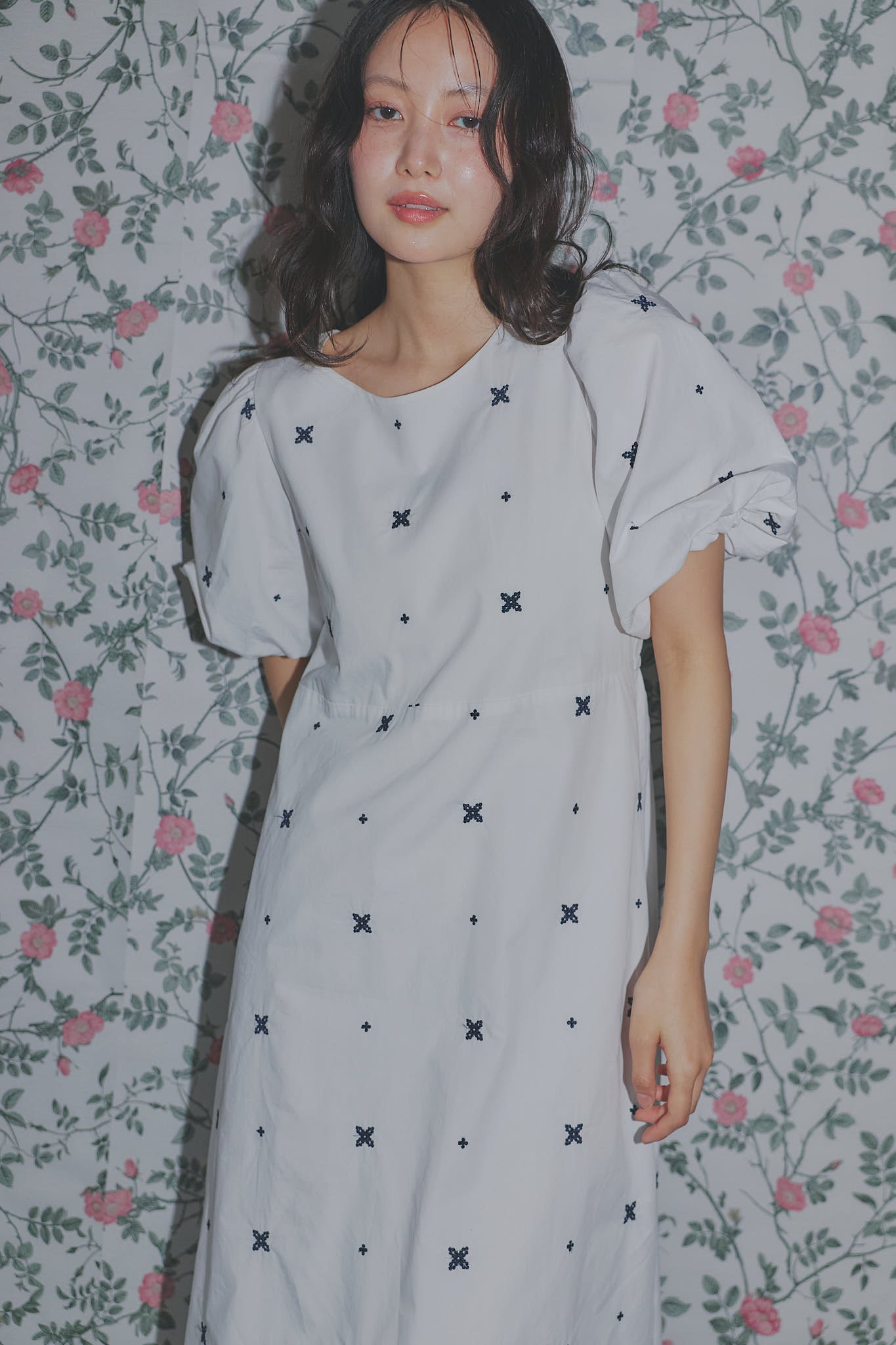 embroidery puff one-piece