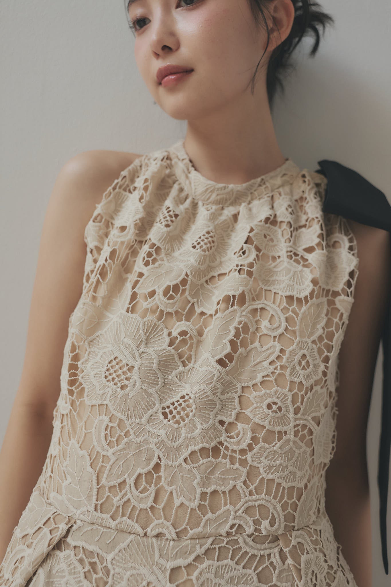 ribbon shoulder lace combinaison