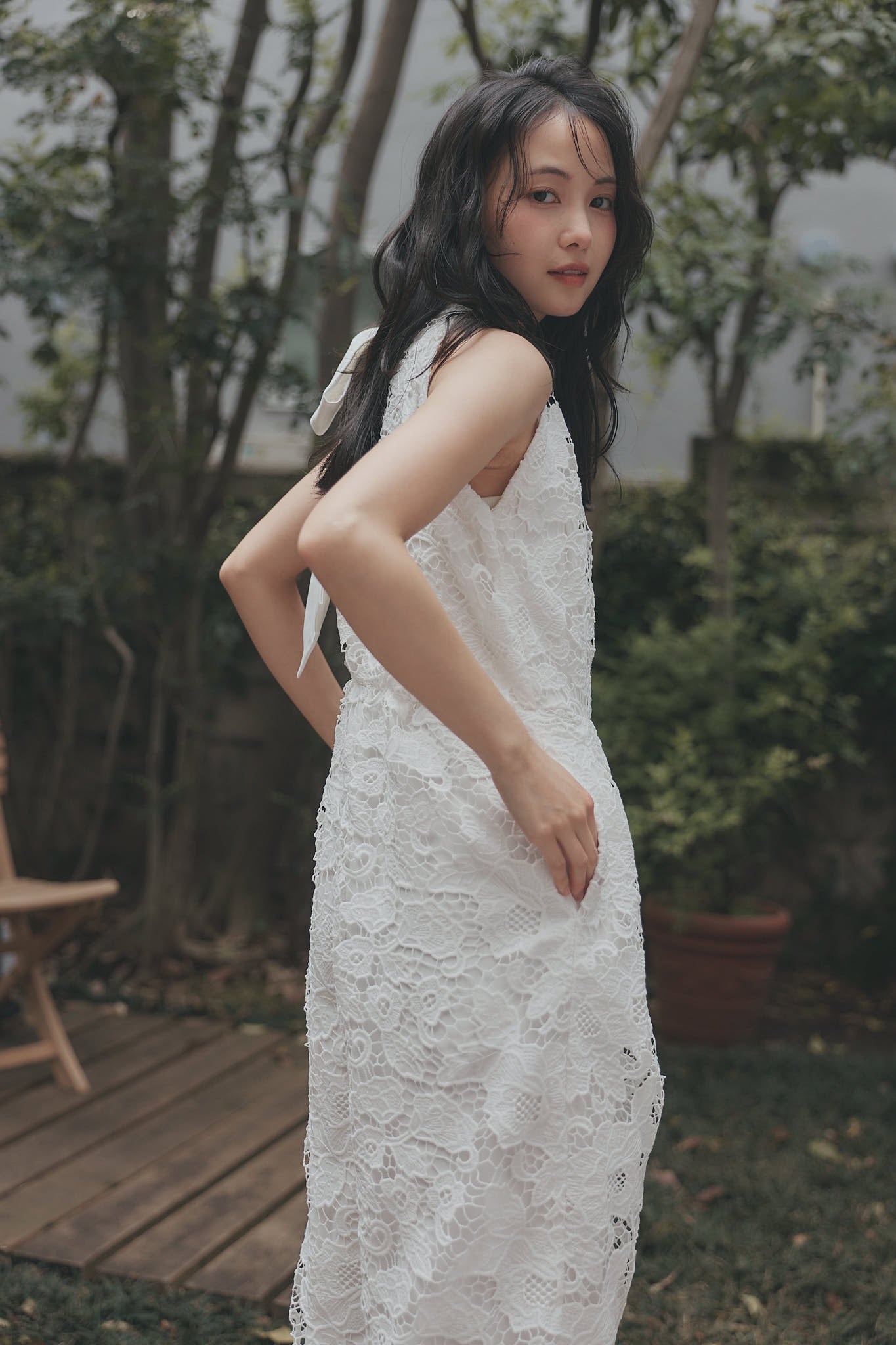 ribbon shoulder lace combinaison