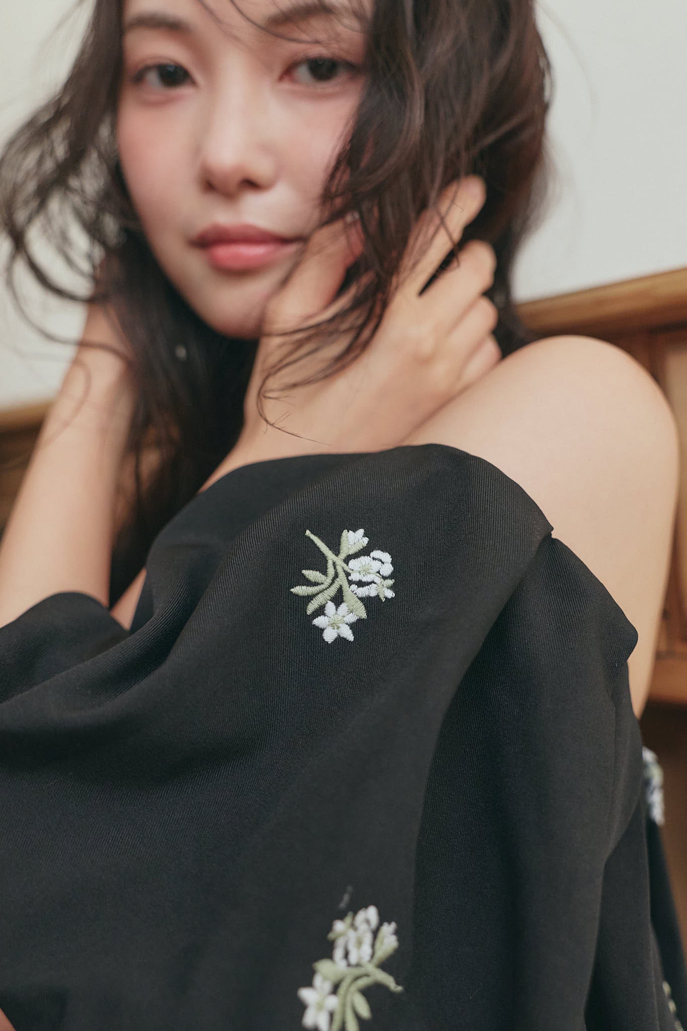 embroidery off shoulder blouse