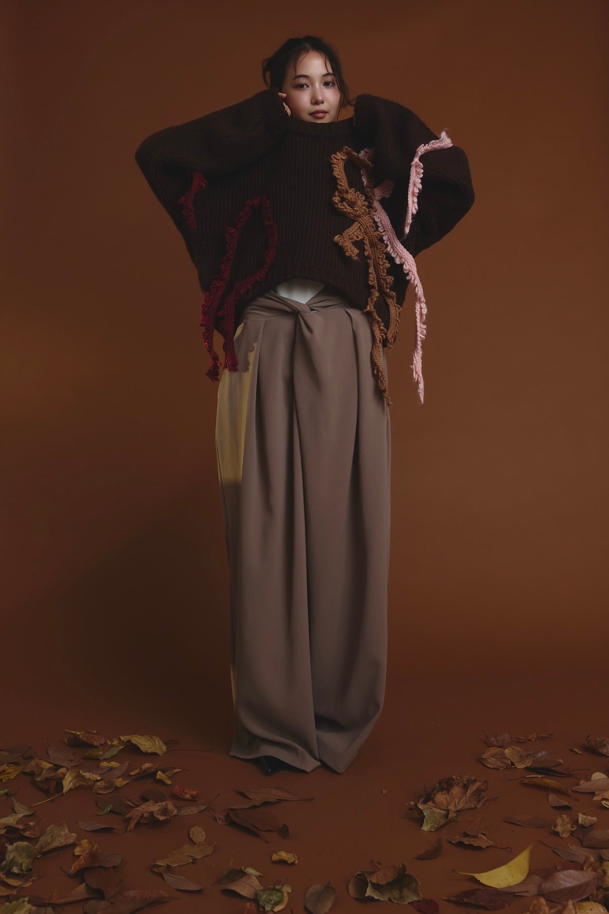asymmetry fringe knit