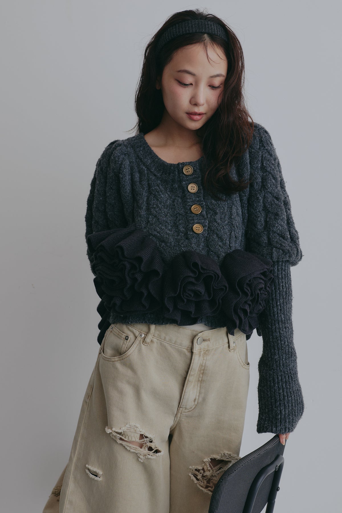 corsage knit cardigan