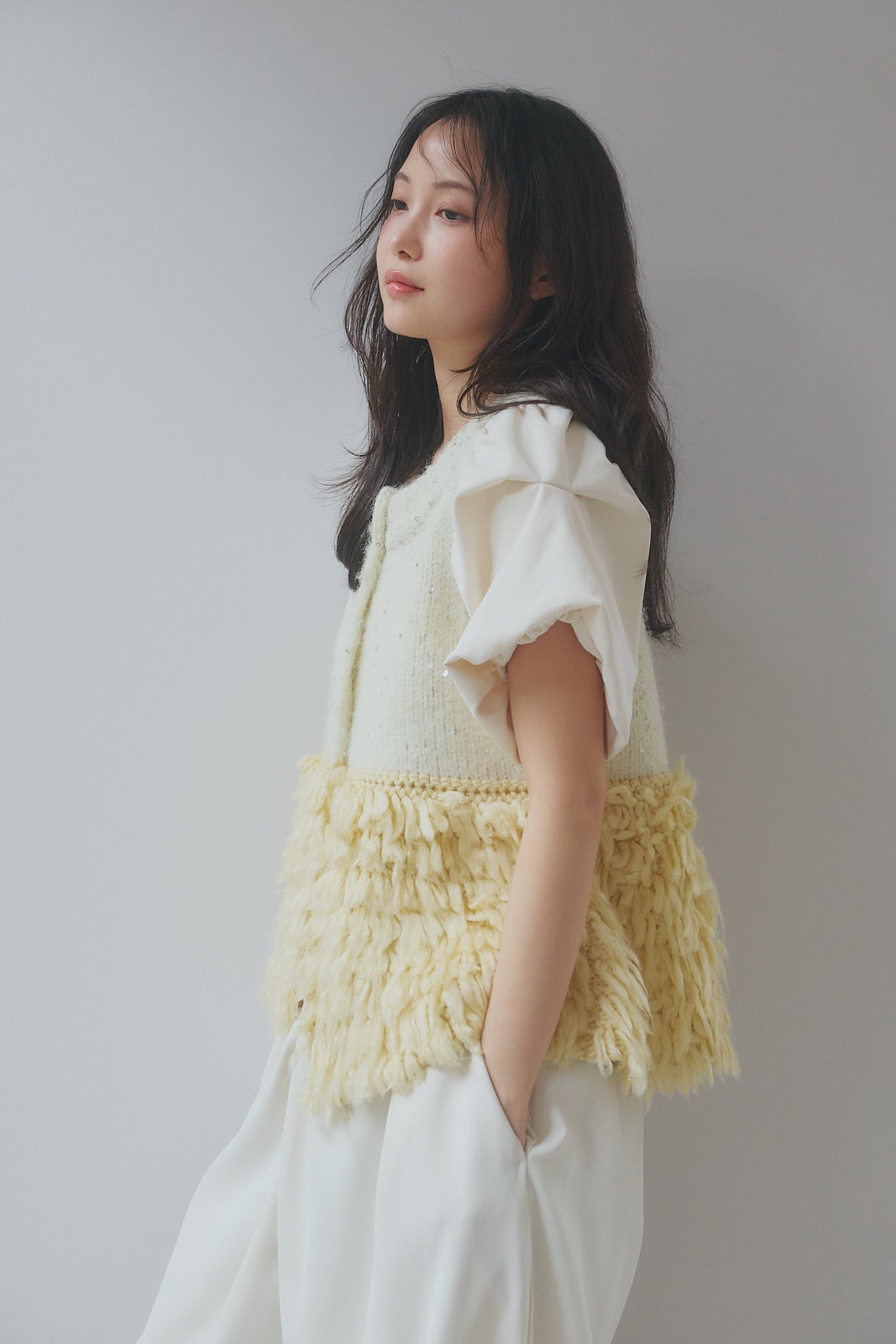 fringe design glitter summer knit