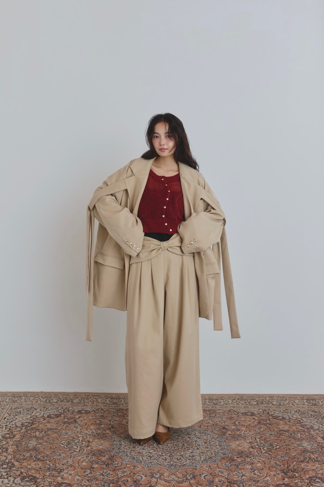 waist ribbon design pants