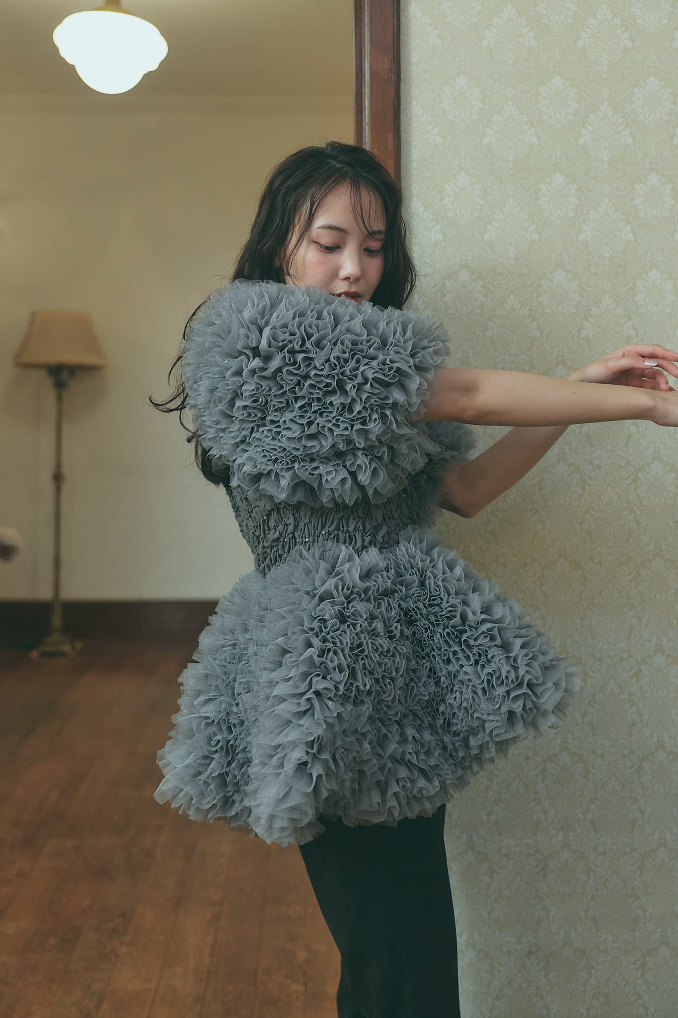 soft sparkle tulle blouse