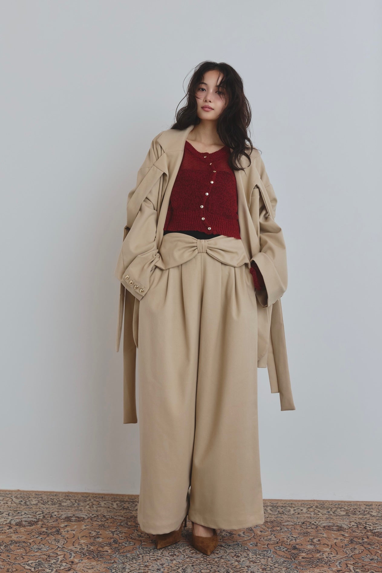 waist ribbon design pants