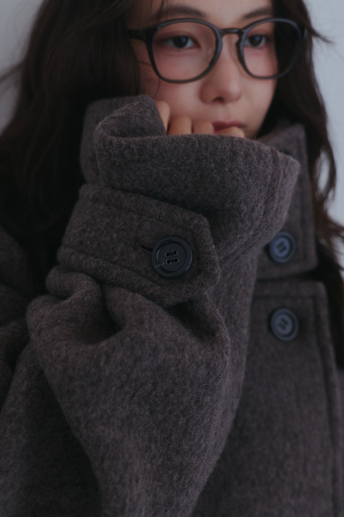 wrap collar wool coat