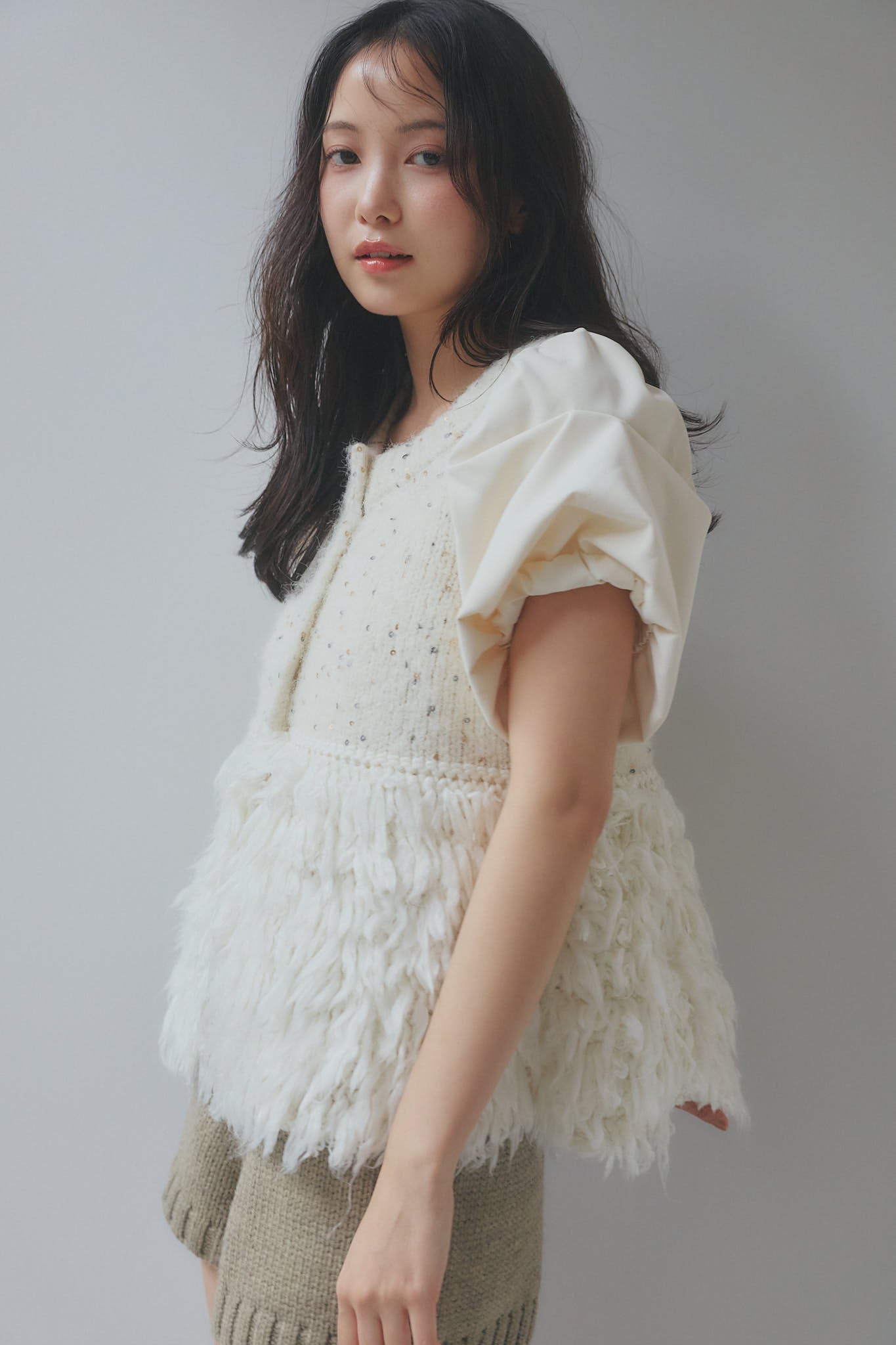 fringe design glitter summer knit