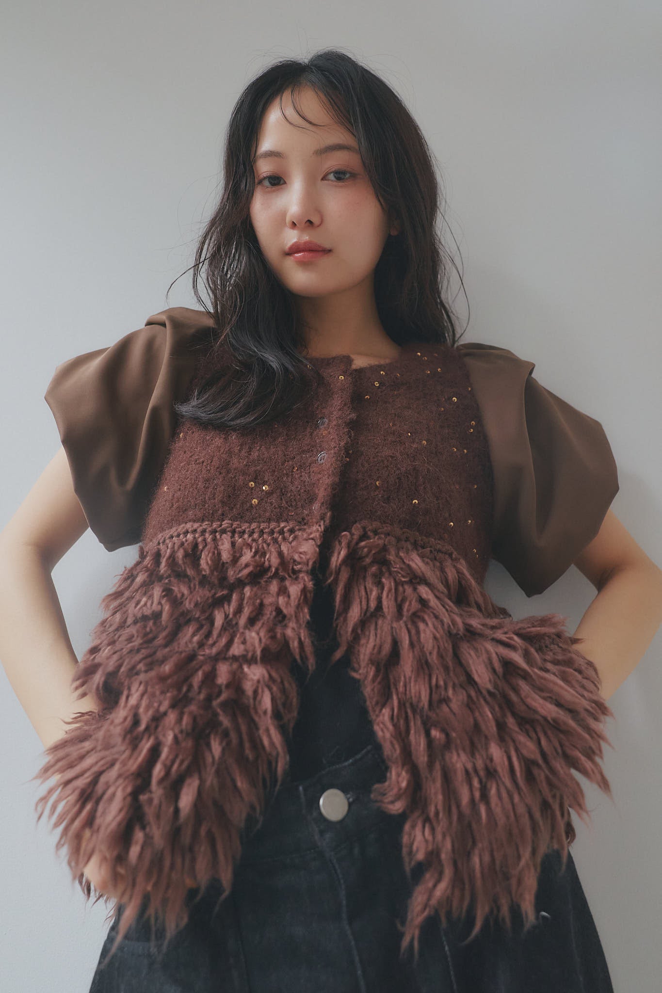 fringe design glitter summer knit