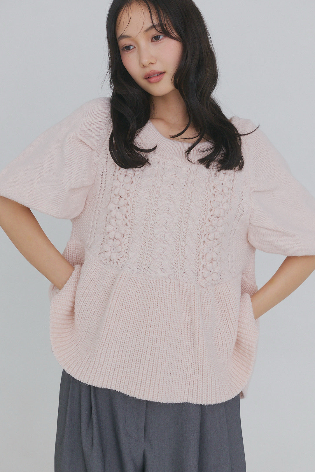flower cable design knit