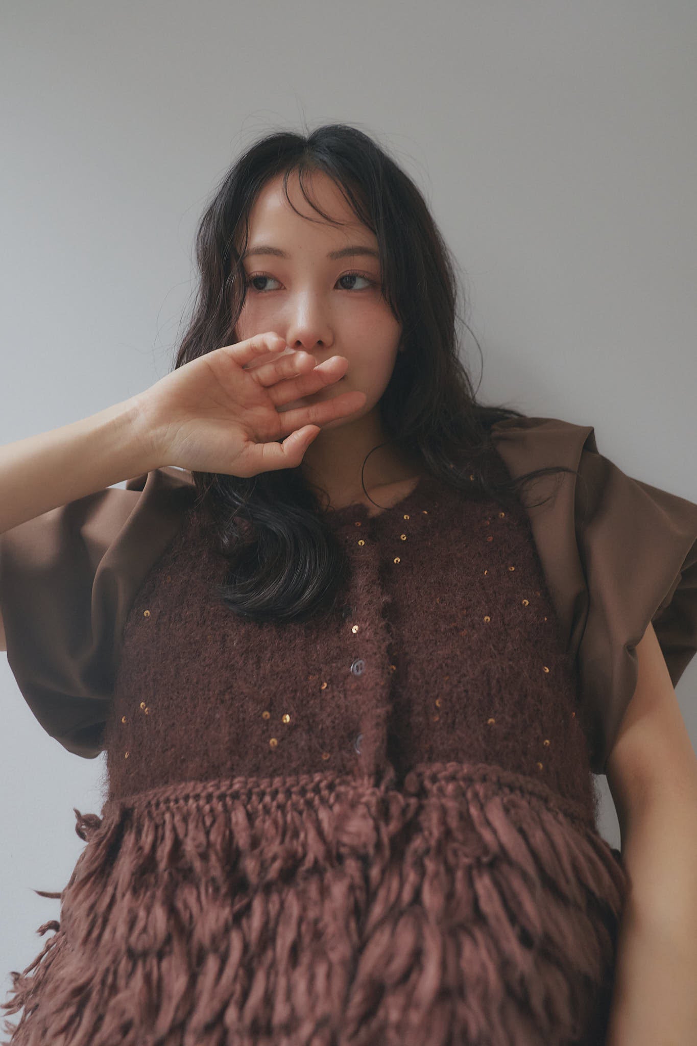 fringe design glitter summer knit