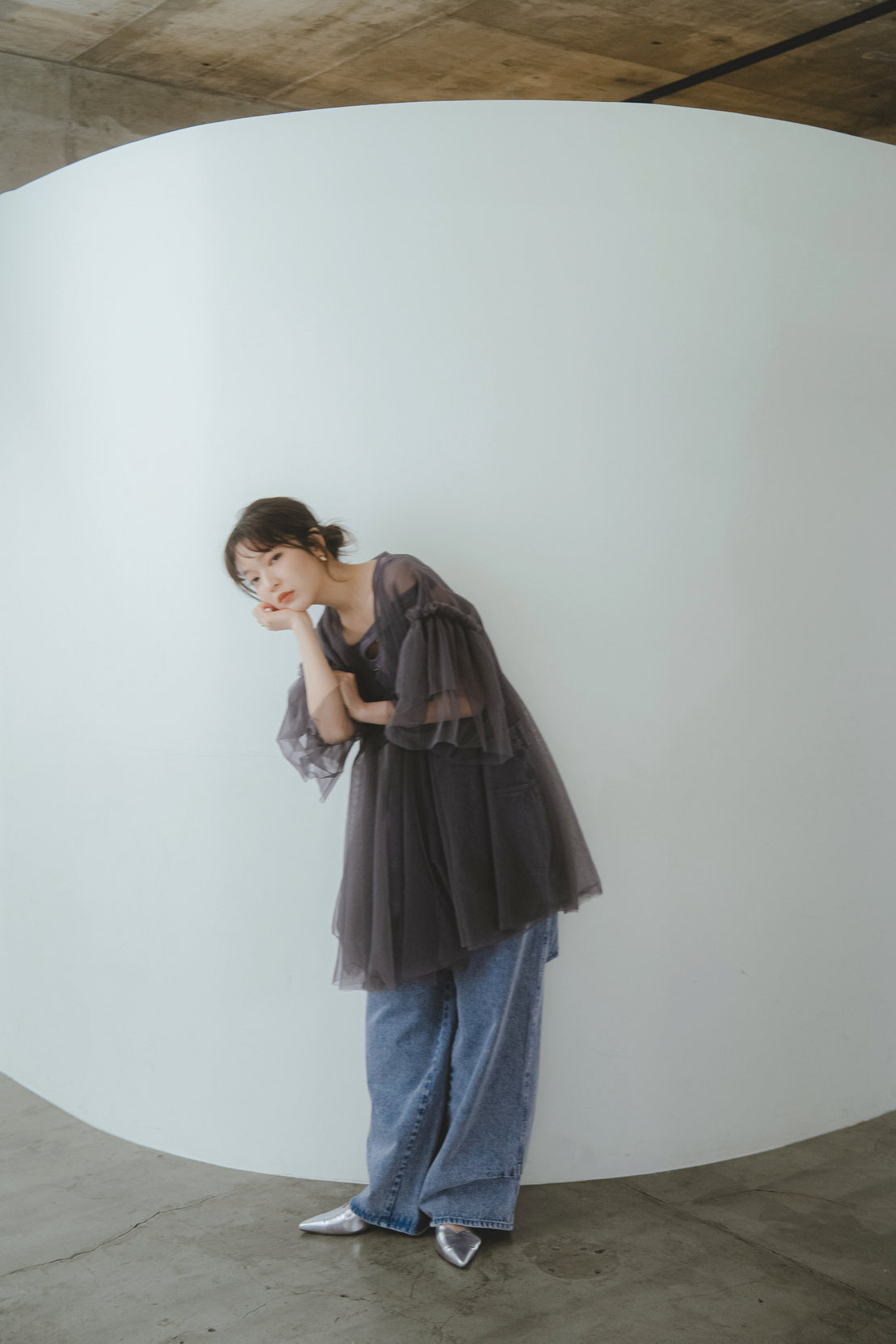 asymmetry tulle tunic