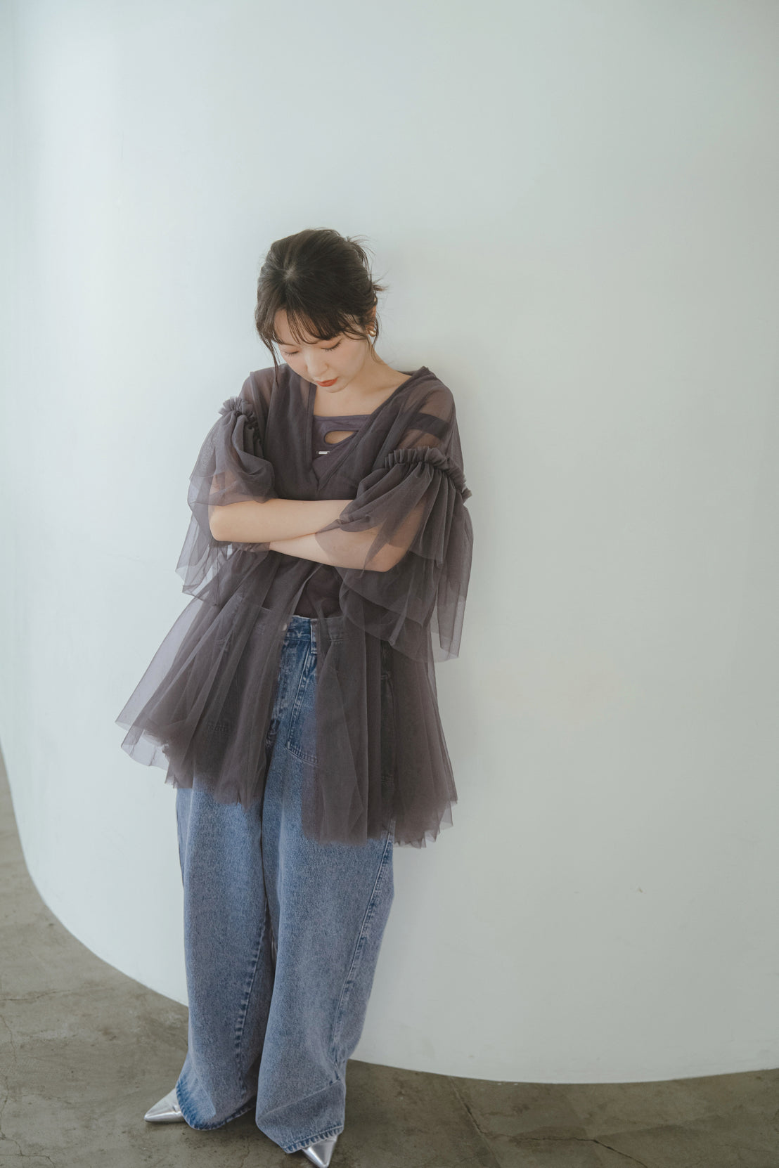 asymmetry tulle tunic