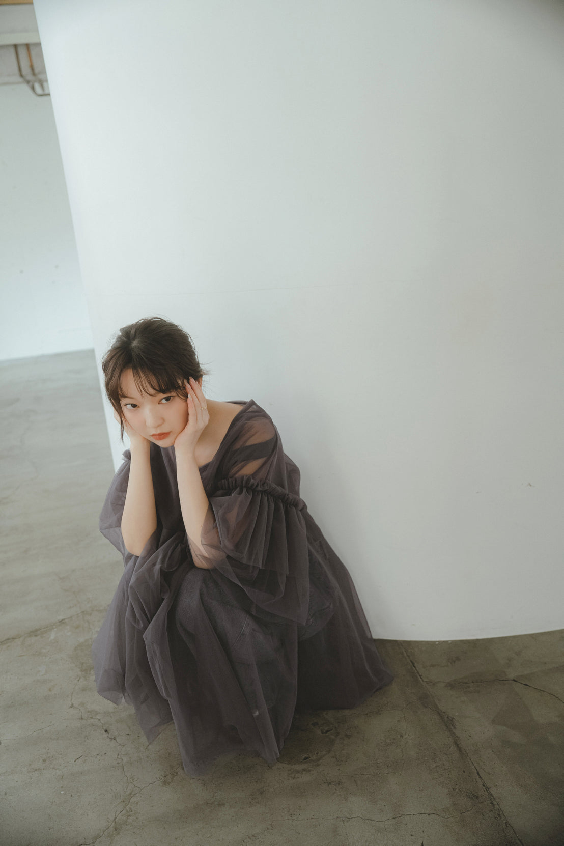 asymmetry tulle tunic