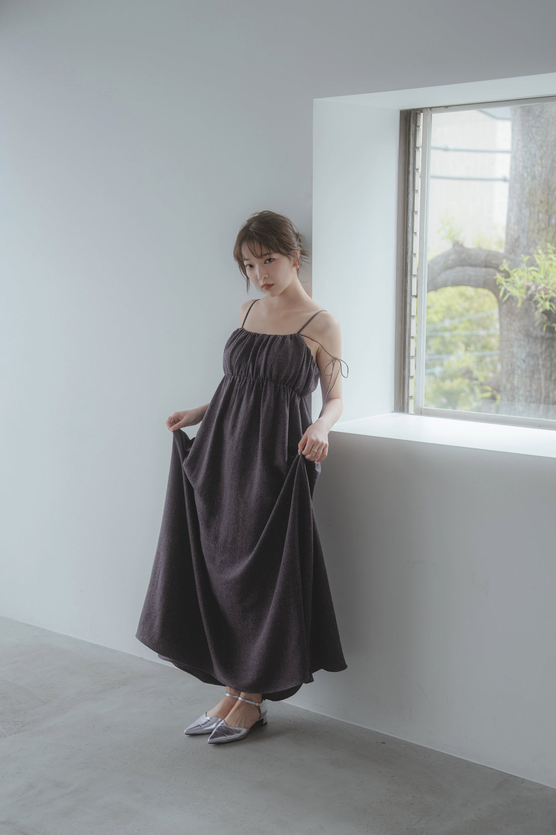 gather volume cami one-piece