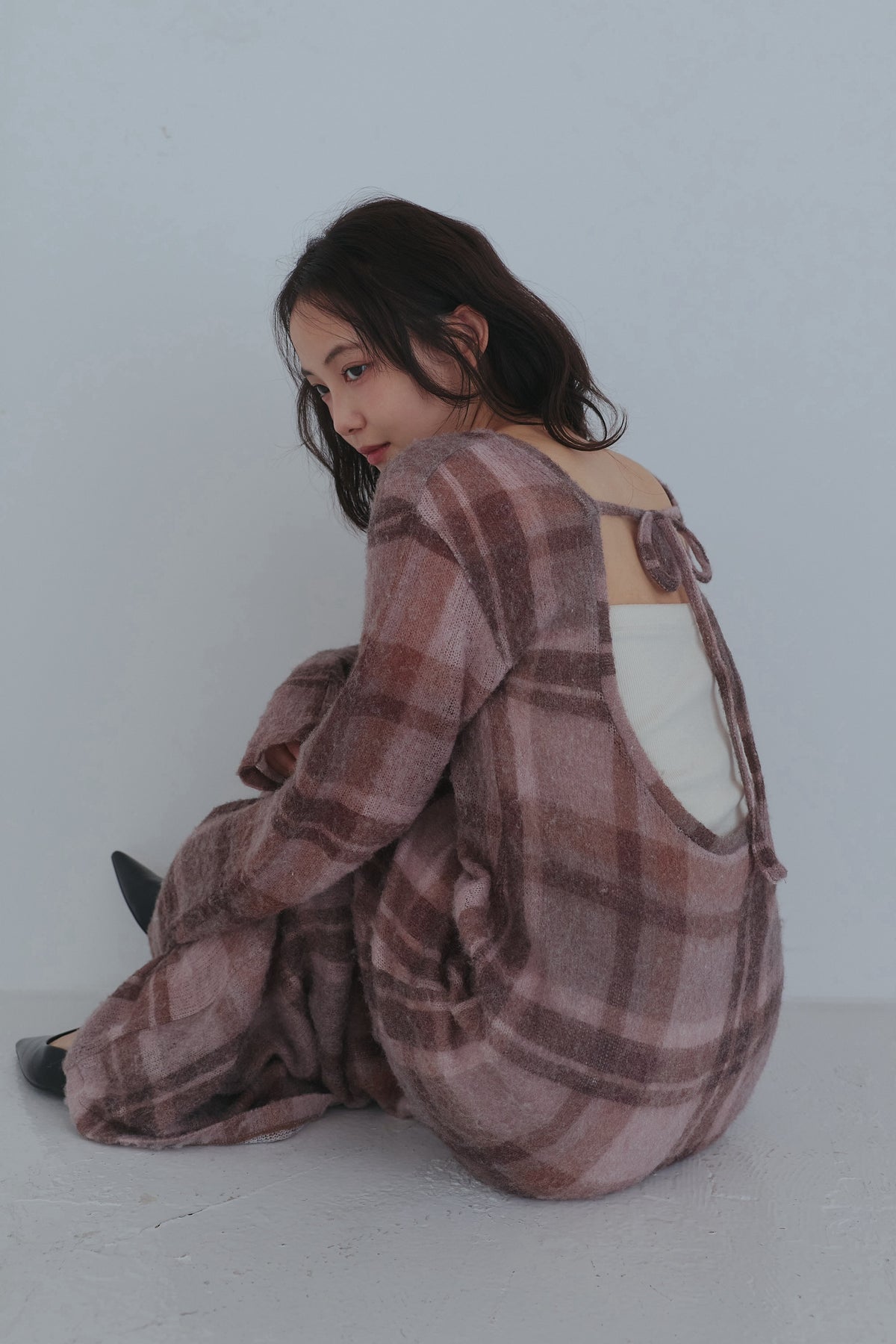 sheer checked one-piece