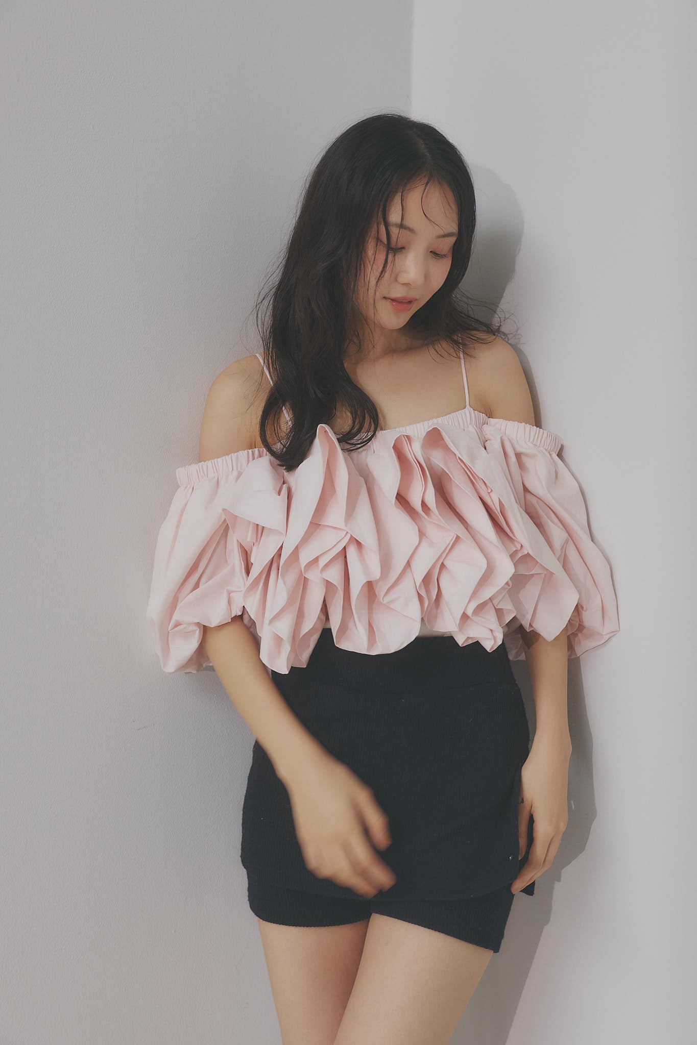 volume off shoulder blouse