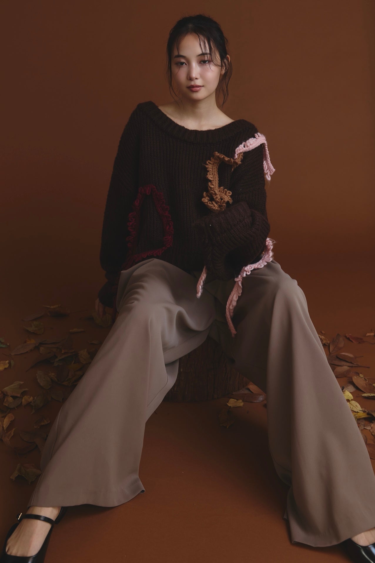 asymmetry fringe knit