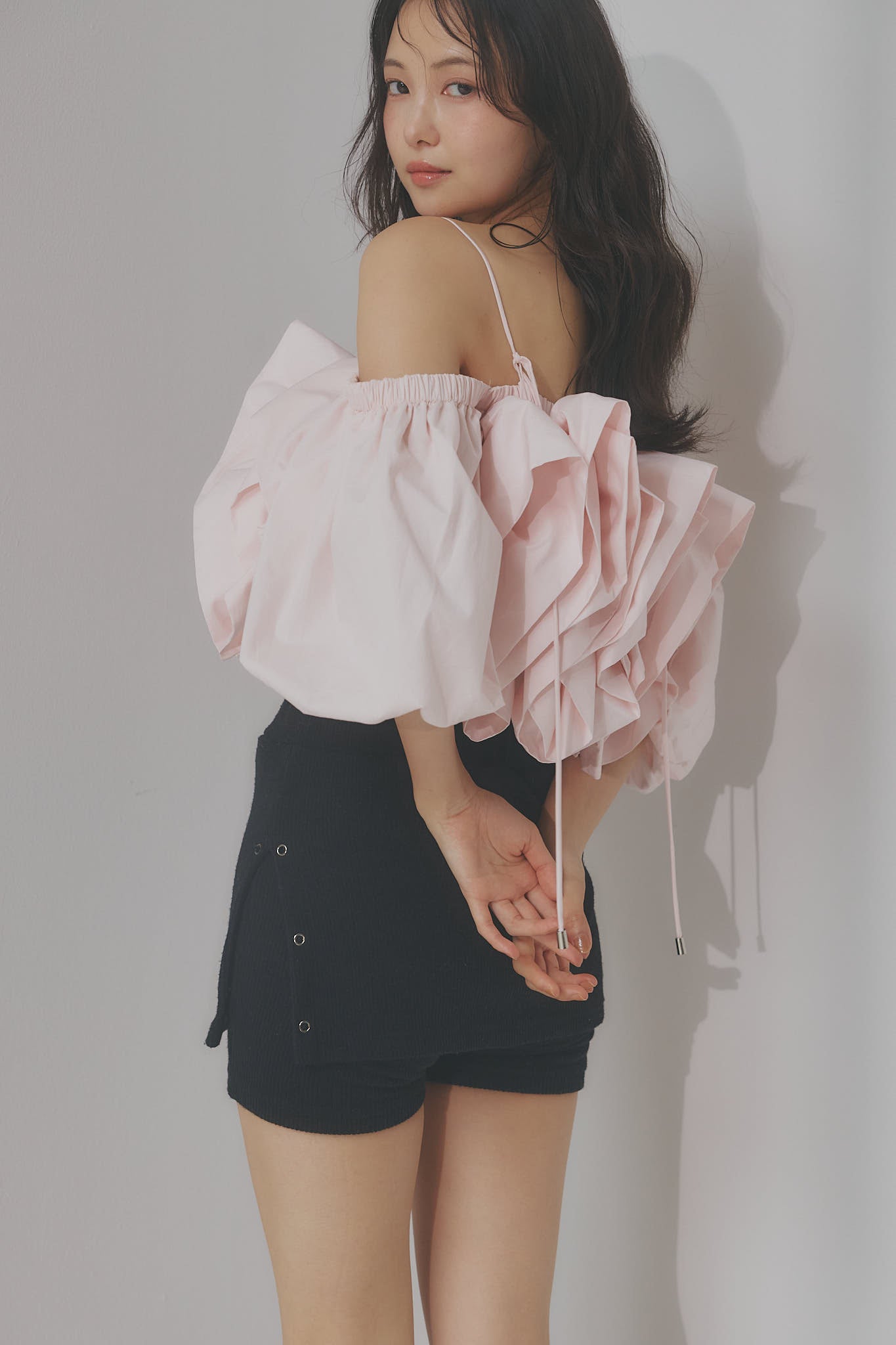 volume off shoulder blouse