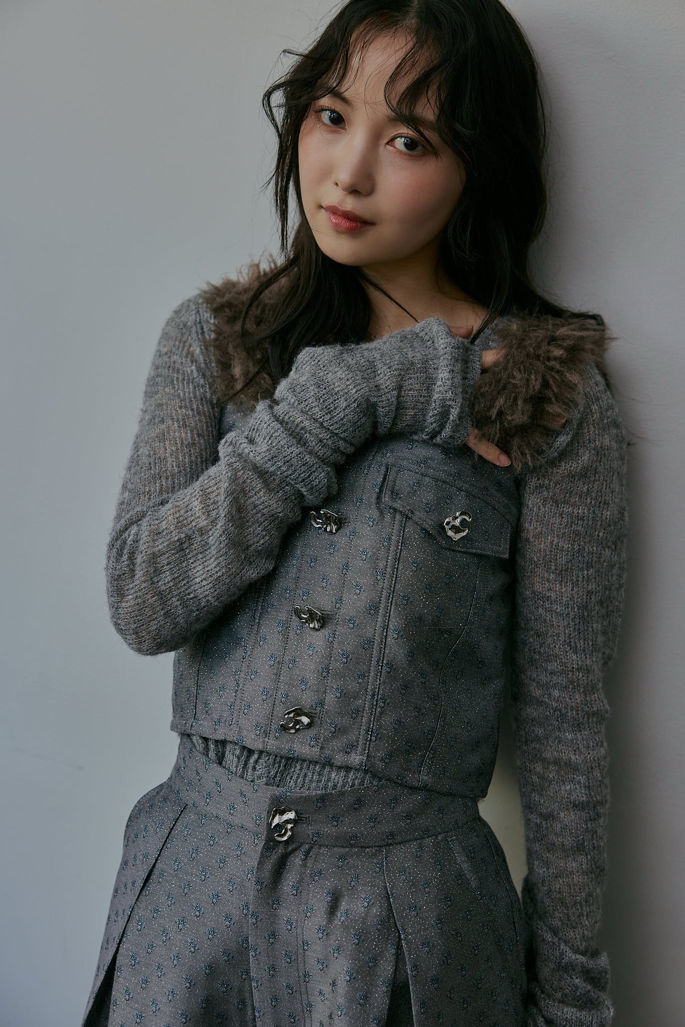 fur docking jacquard bustier