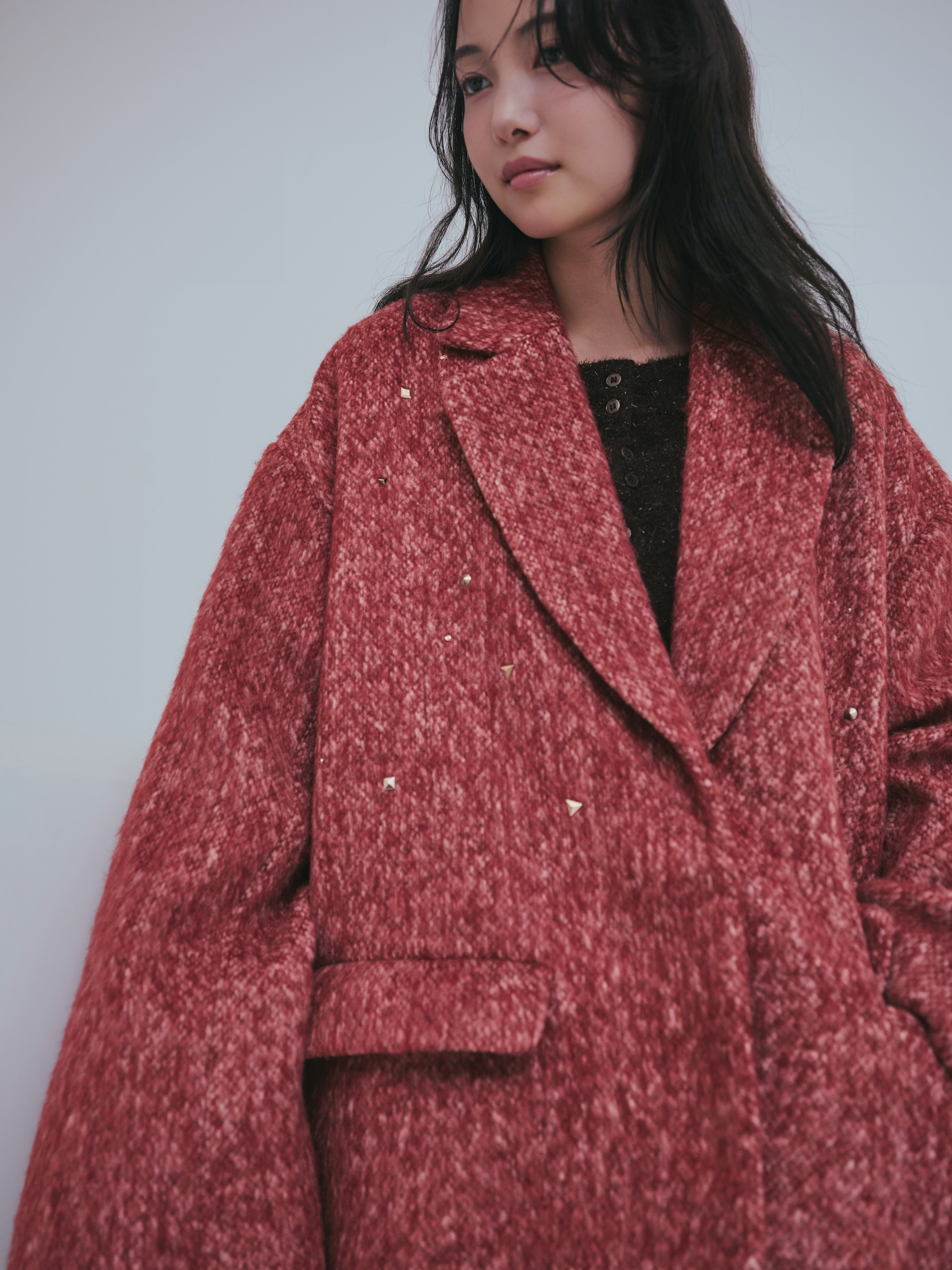 shaggy studs coat jacket