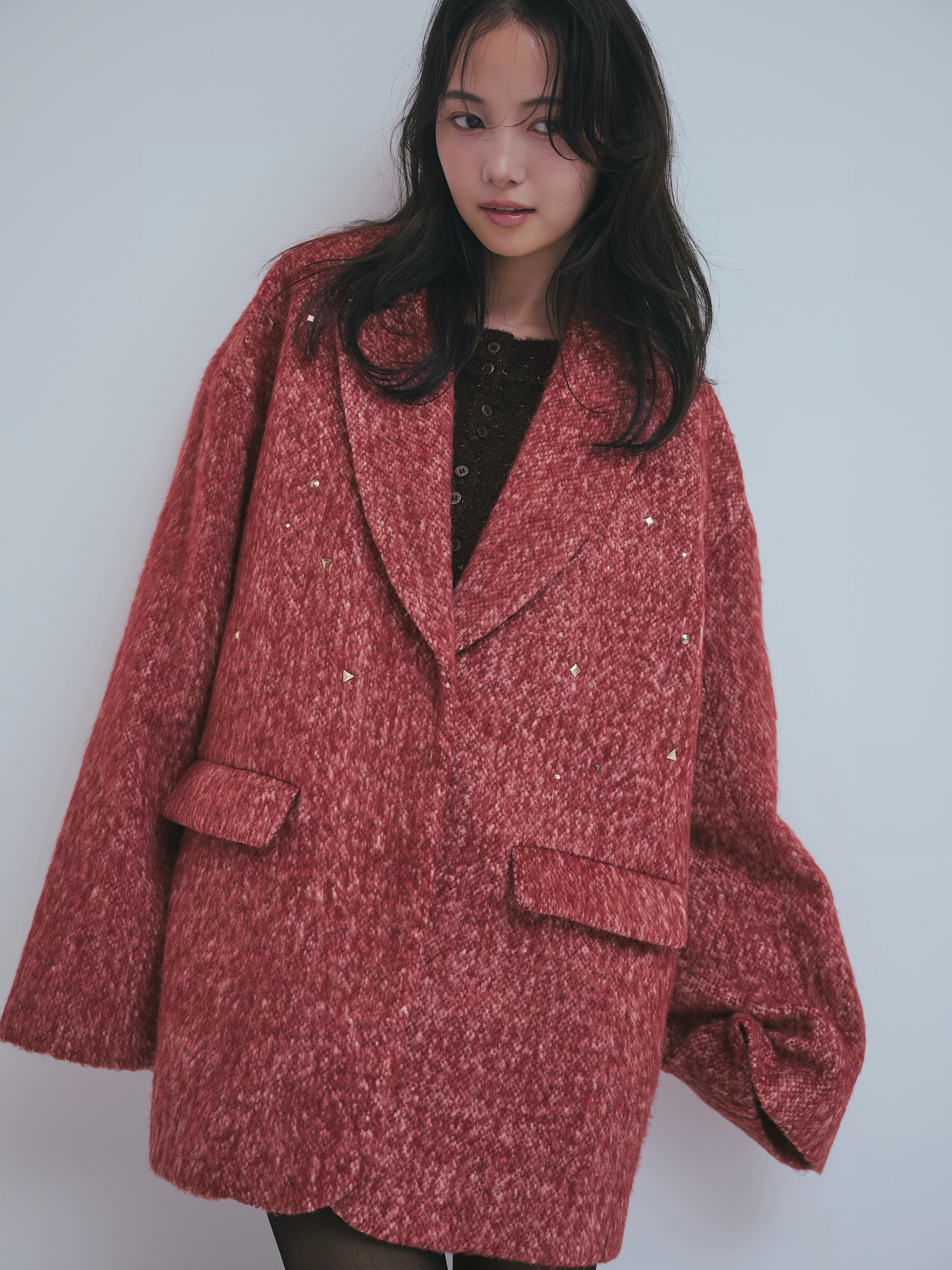 shaggy studs coat jacket