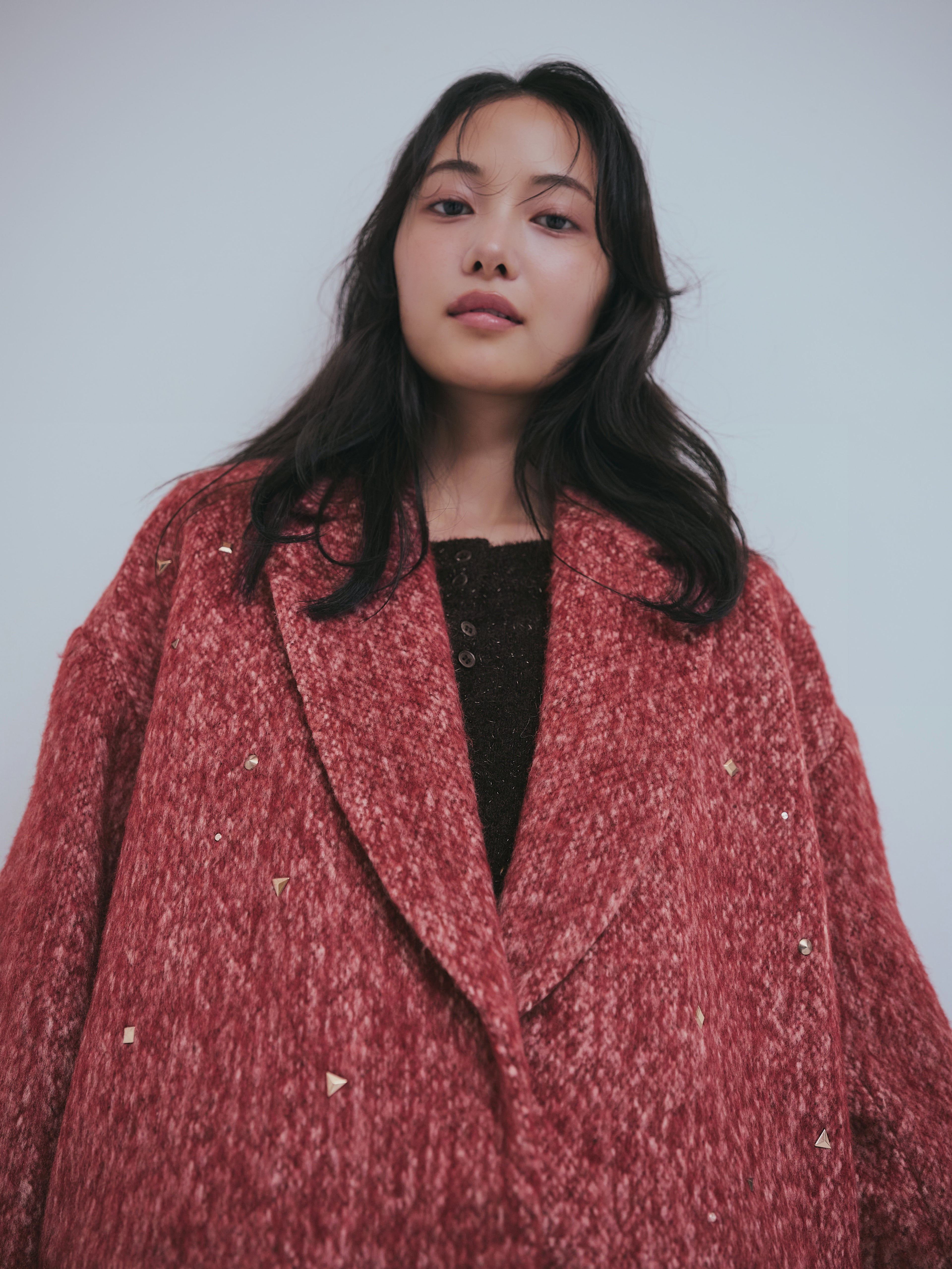 shaggy studs coat jacket