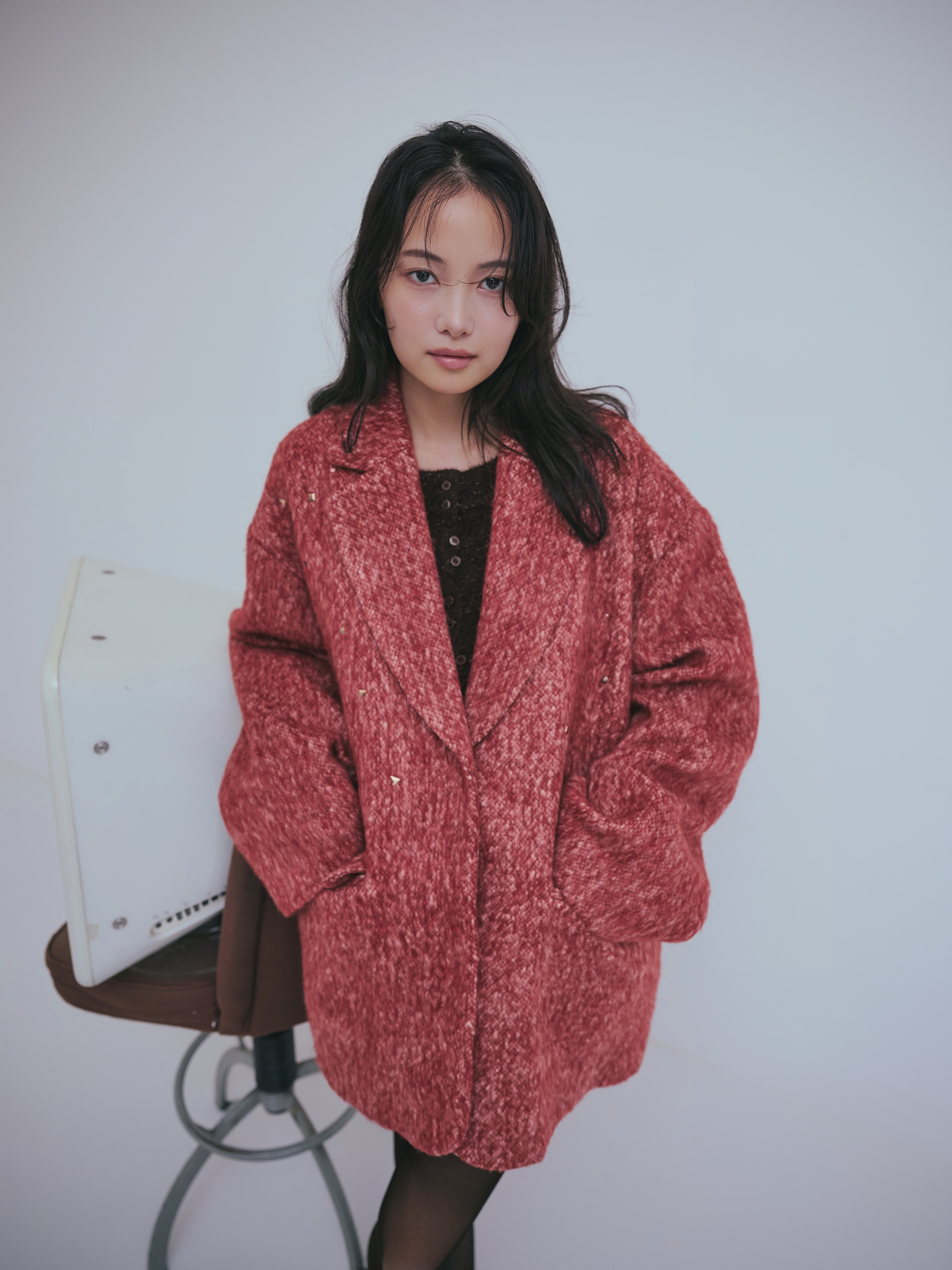 shaggy studs coat jacket