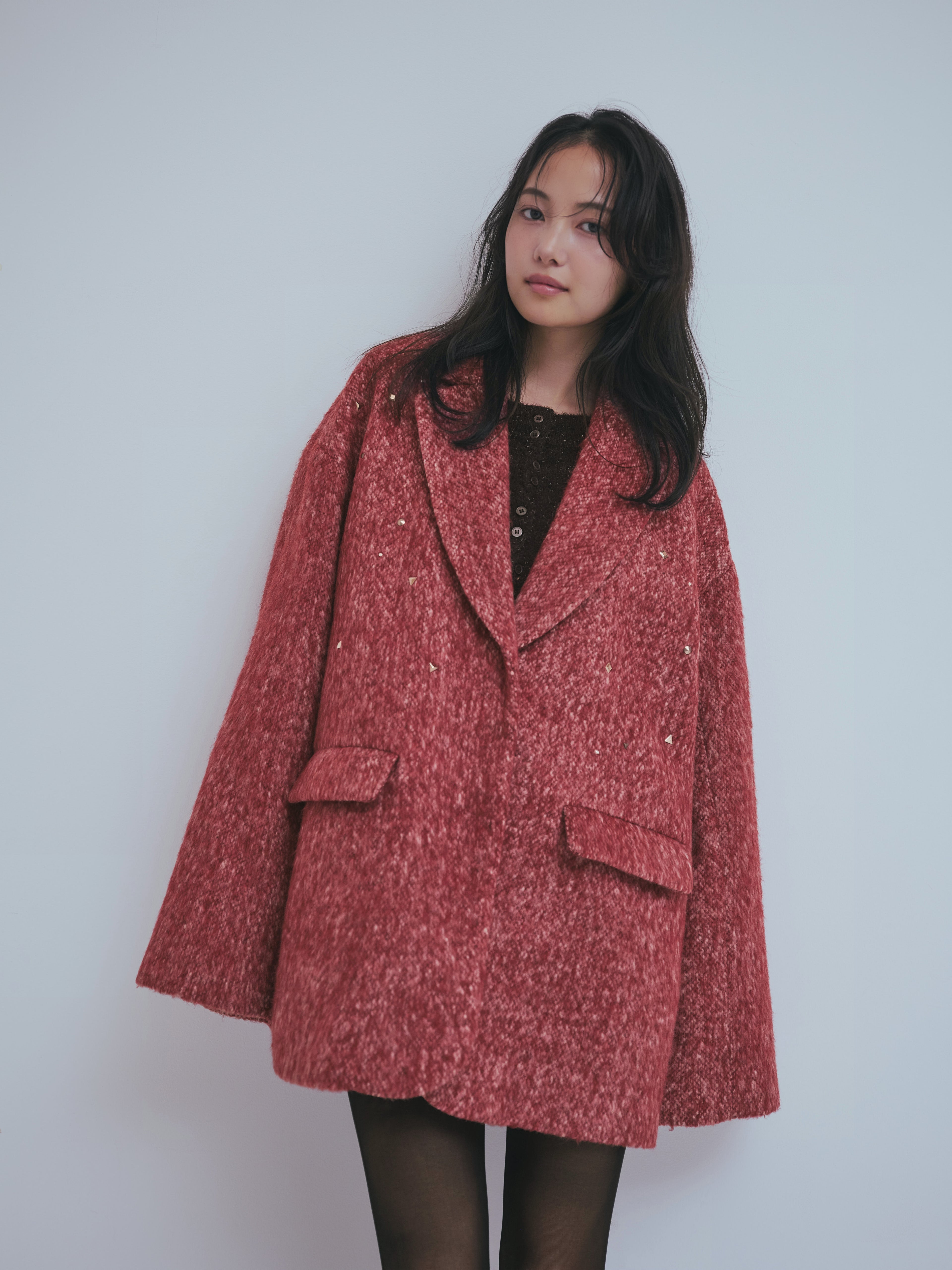 shaggy studs coat jacket